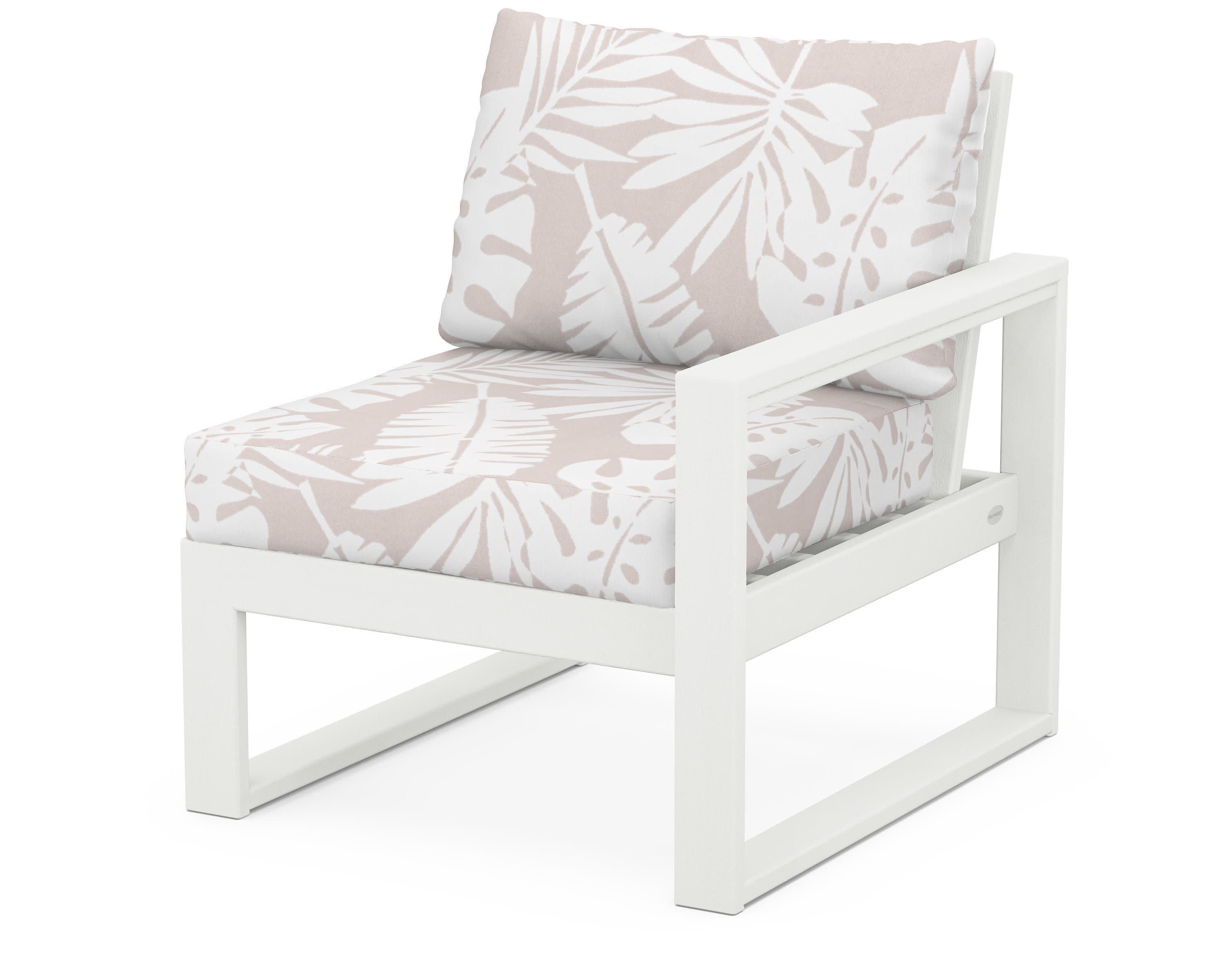 EDGE Modular Right Arm Chair in Vintage White / Leaf Dune Burlap