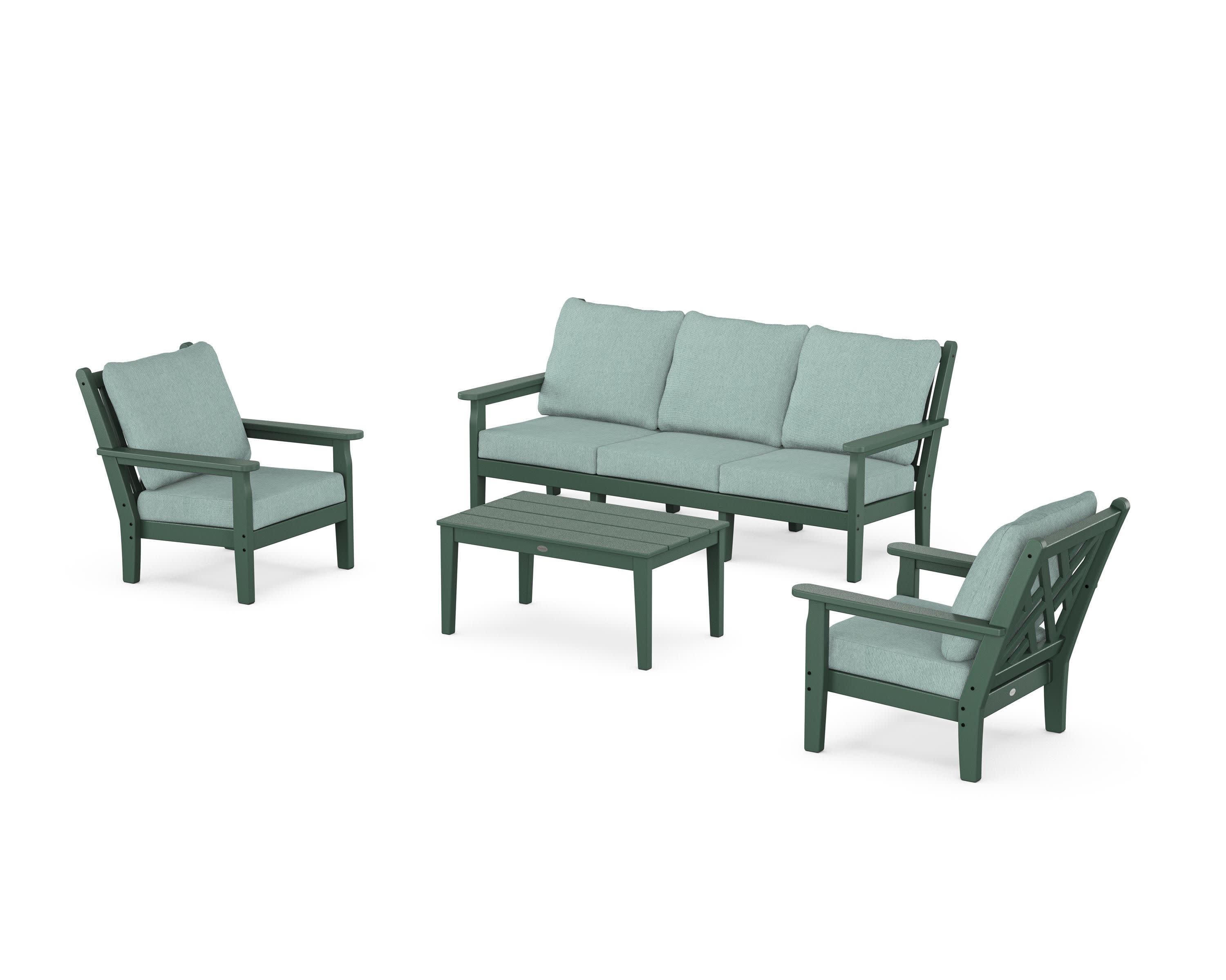 Chippendale 4-Piece Deep Seating Set with Sofa in Green / Glacier Spa
