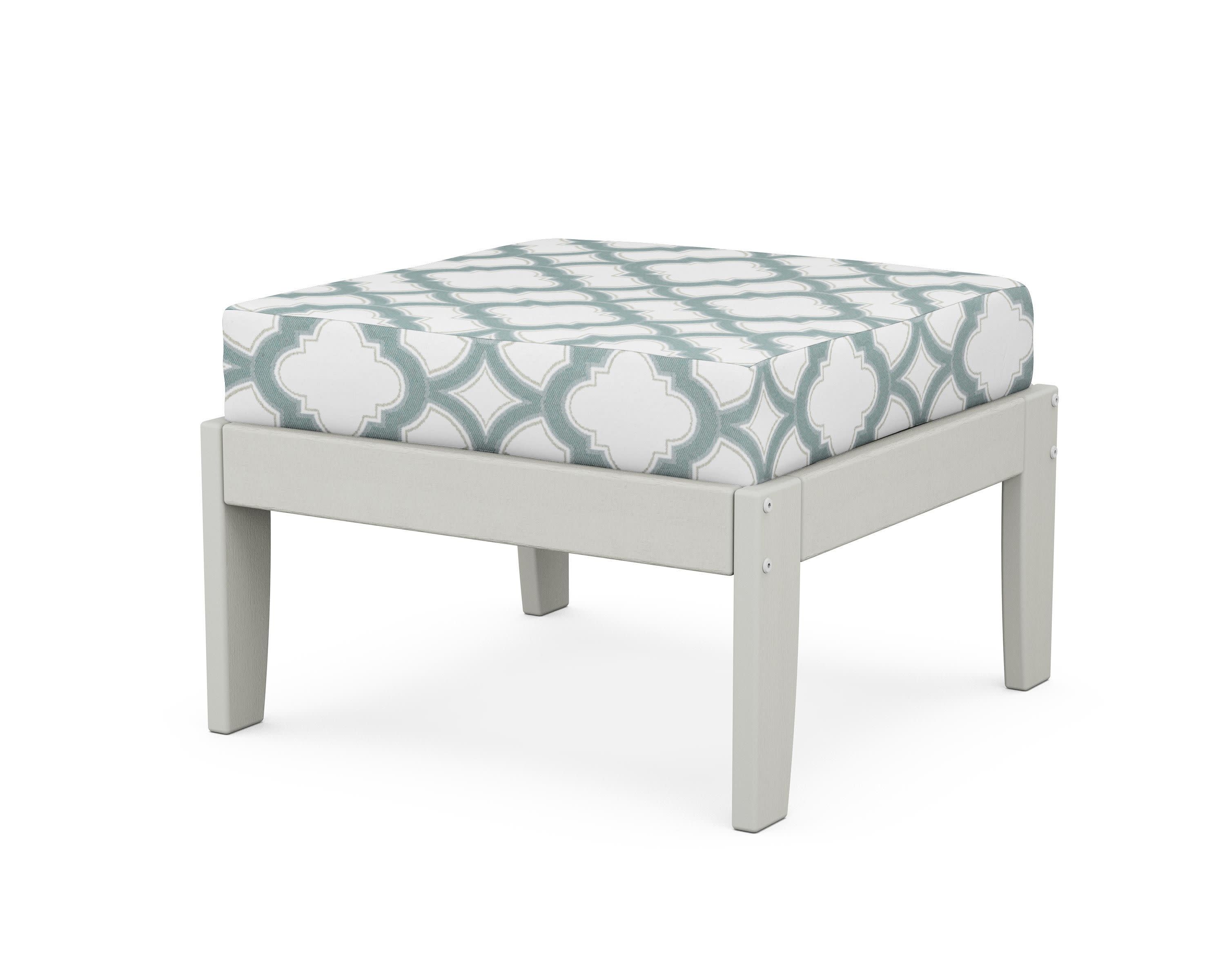 Modular Ottoman - Classic in Vintage White / Trellis Glacier Spa