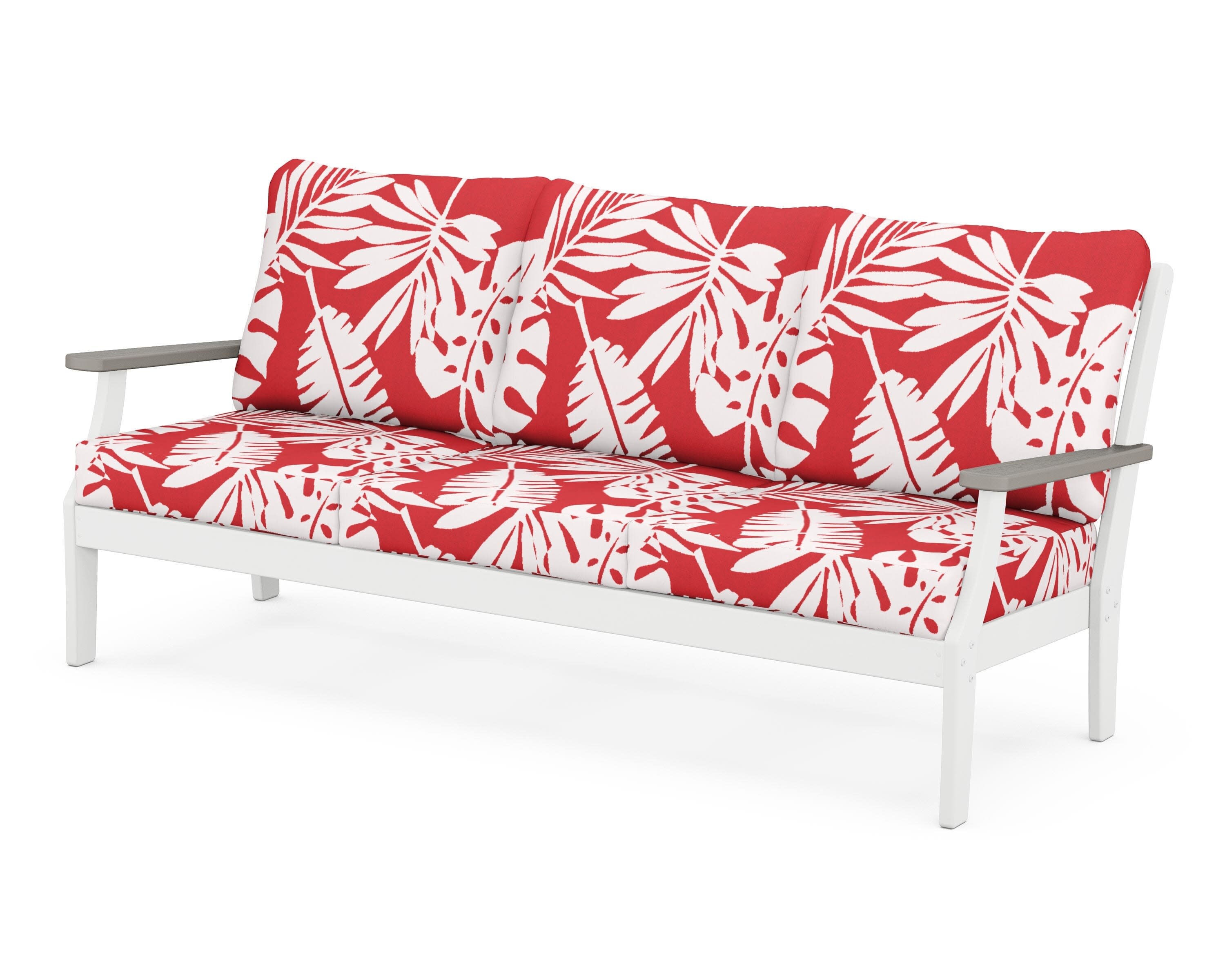 Braxton Deep Seating Sofa in White / Driftwood / Leaf Crimson