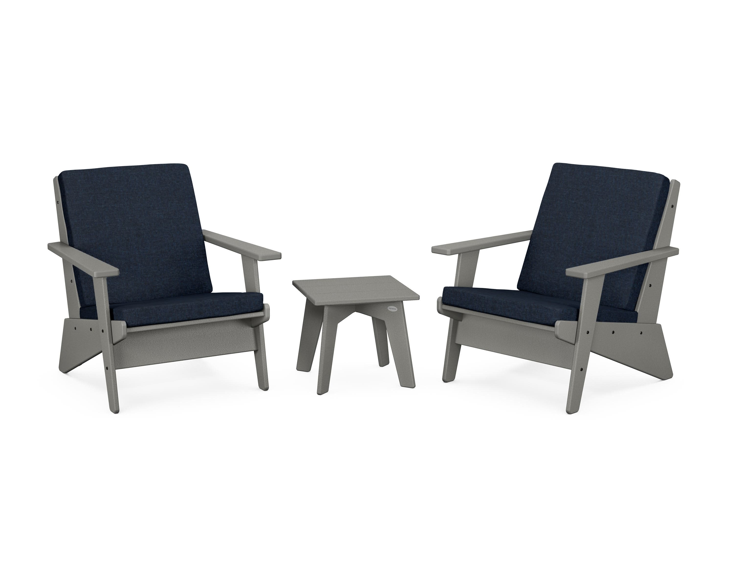 Riviera Modern Lounge 3-Piece Set in Slate Grey / Marine Indigo