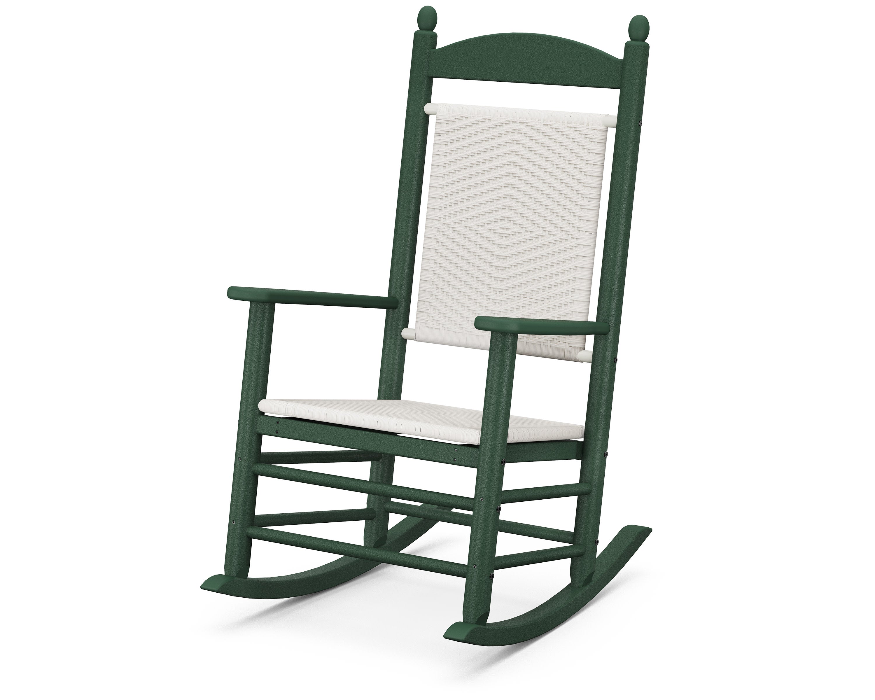 Jefferson Woven Rocking Chair in Green / White Loom
