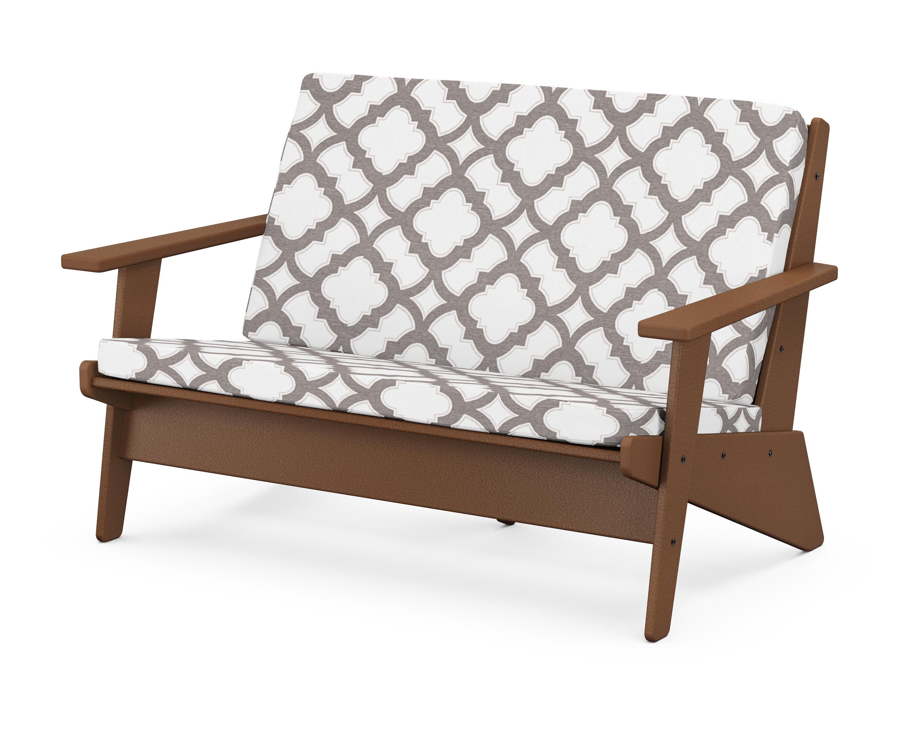 Riviera Modern Lounge Loveseat in Teak / Trellis Grey Mist