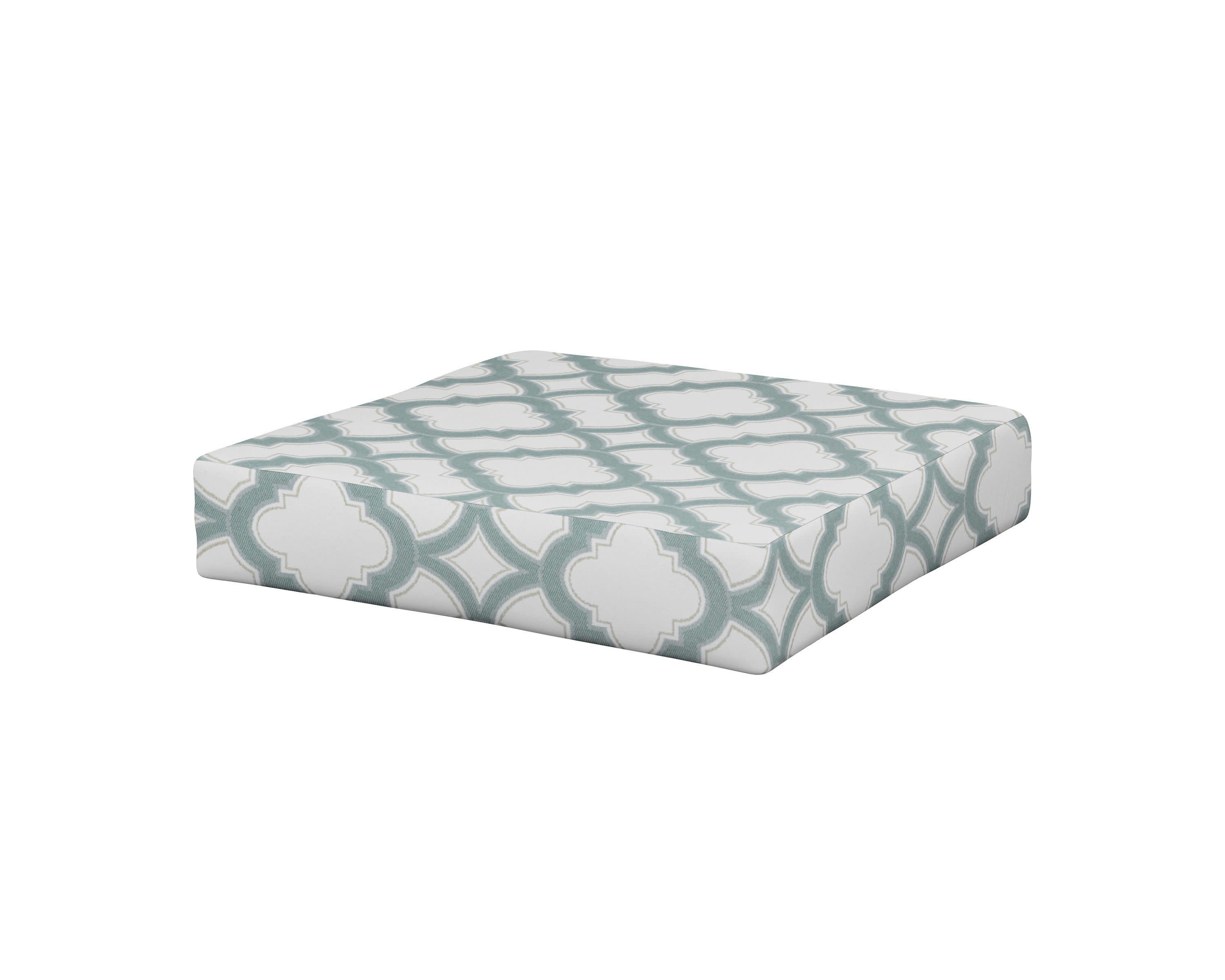 Vineyard Ottoman Cushion in Trellis Glacier Spa