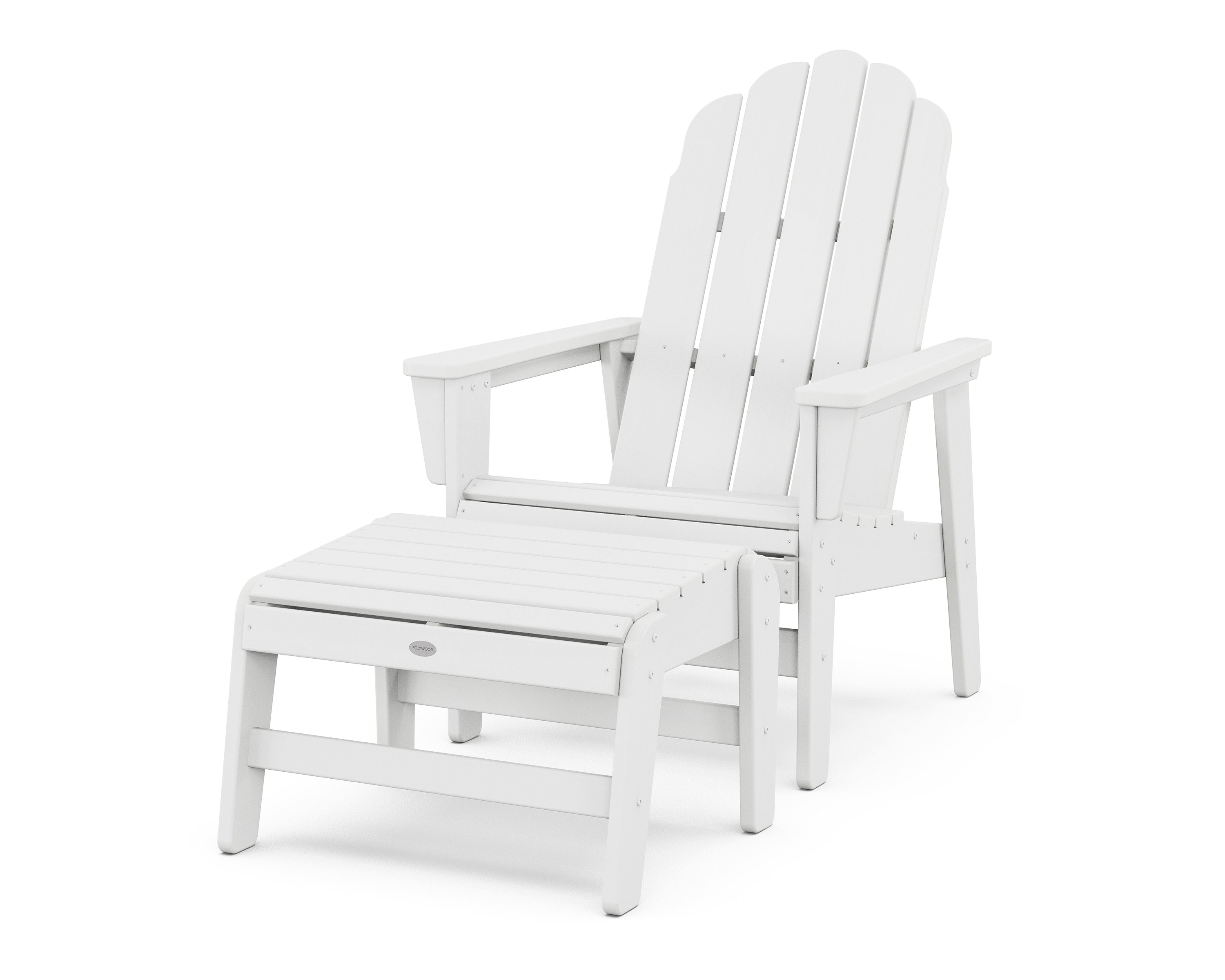 Vineyard Grand Upright Adirondack Chair with Ottoman in White