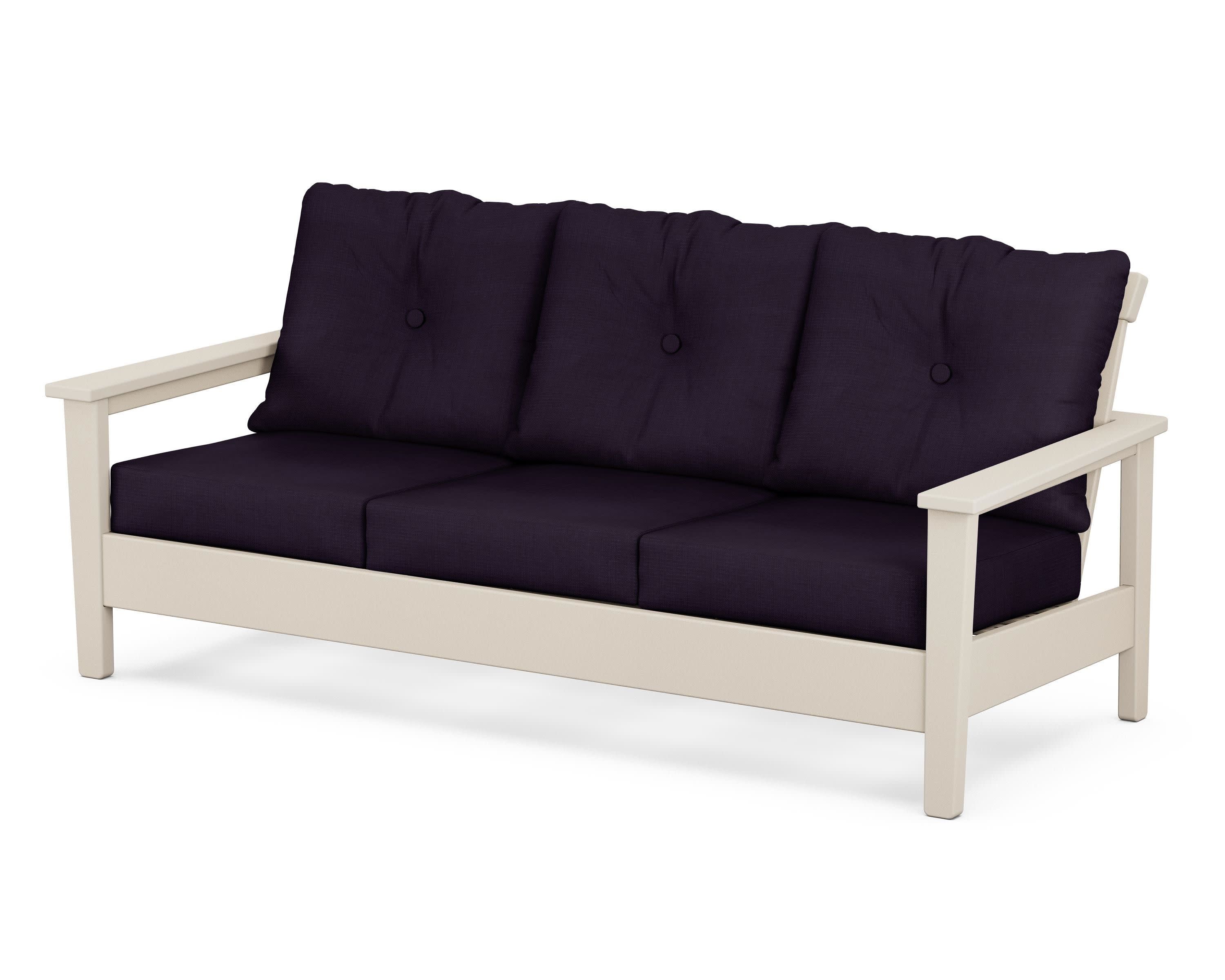Prescott Deep Seating Sofa in Sand / Navy Linen