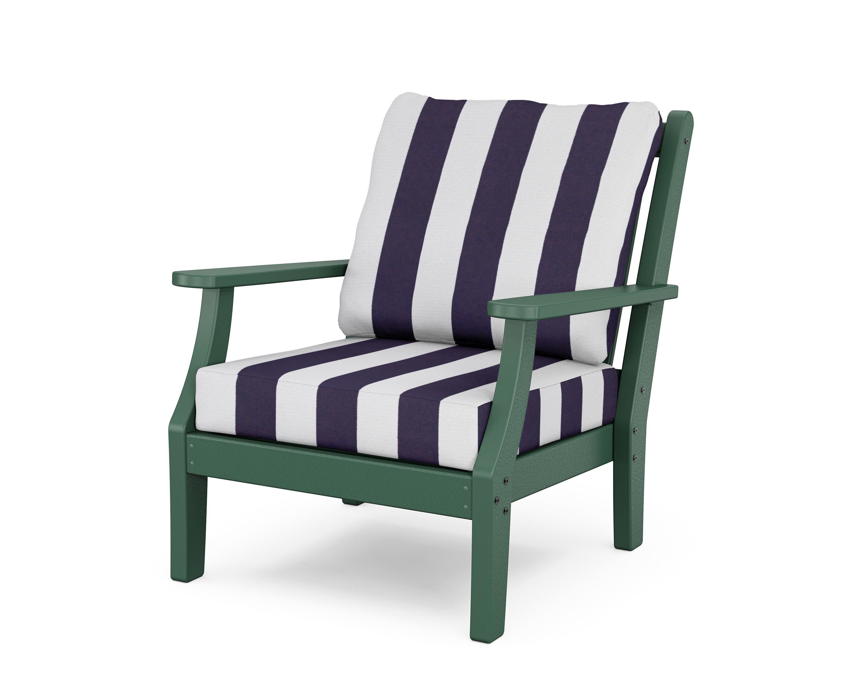 Wovendale Deep Seating Chair in Green / Cabana Stripe Navy