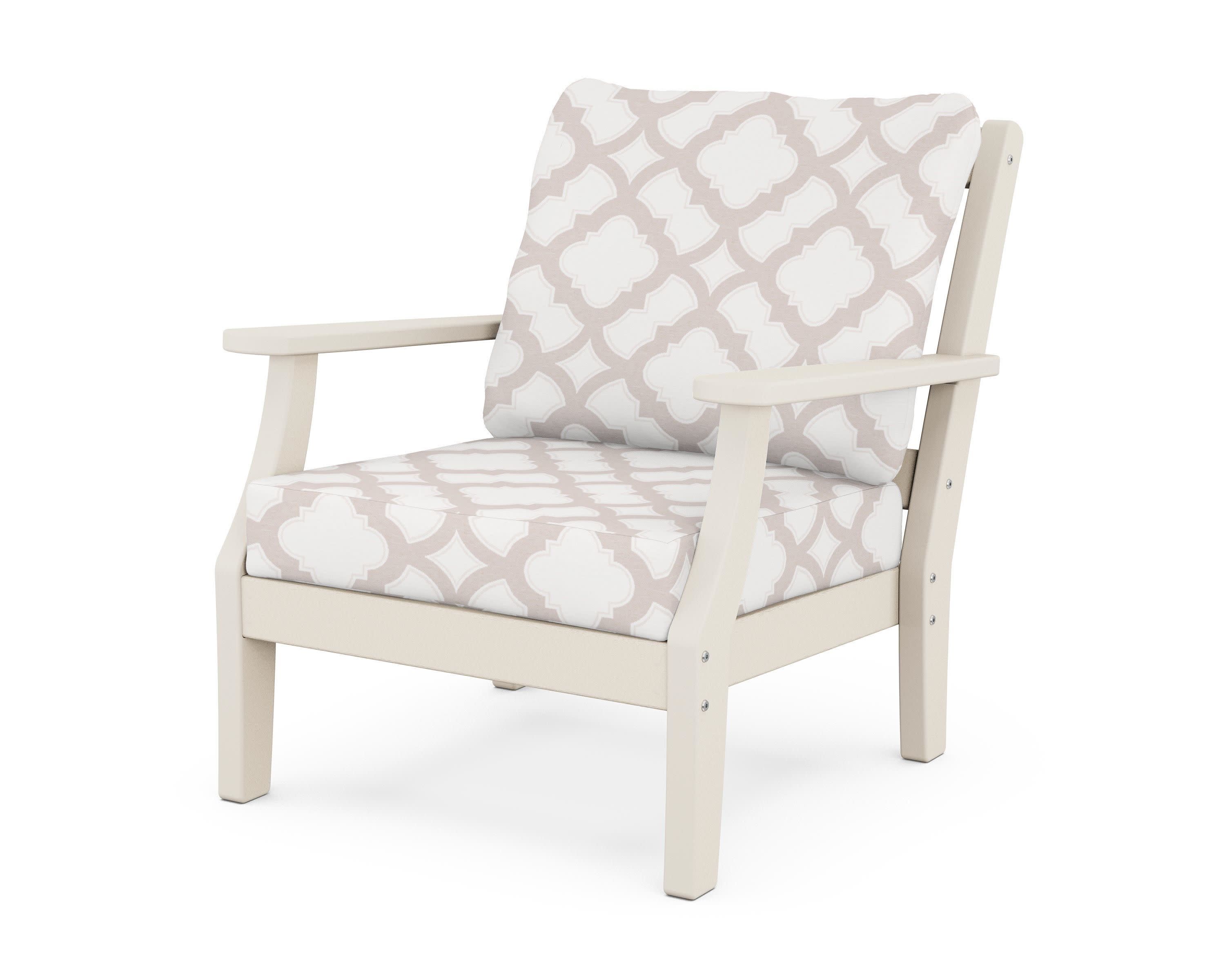Chinoiserie Deep Seating Chair in Sand / Trellis Dune Burlap