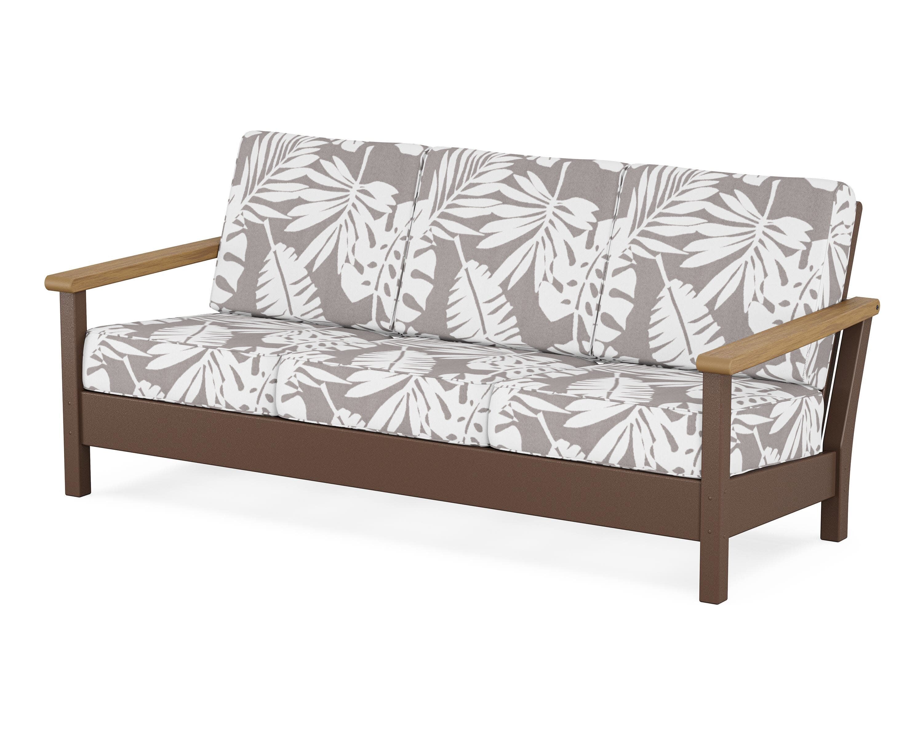 Harbour Deep Seating Sofa in Mahogany / Natural / Leaf Grey Mist