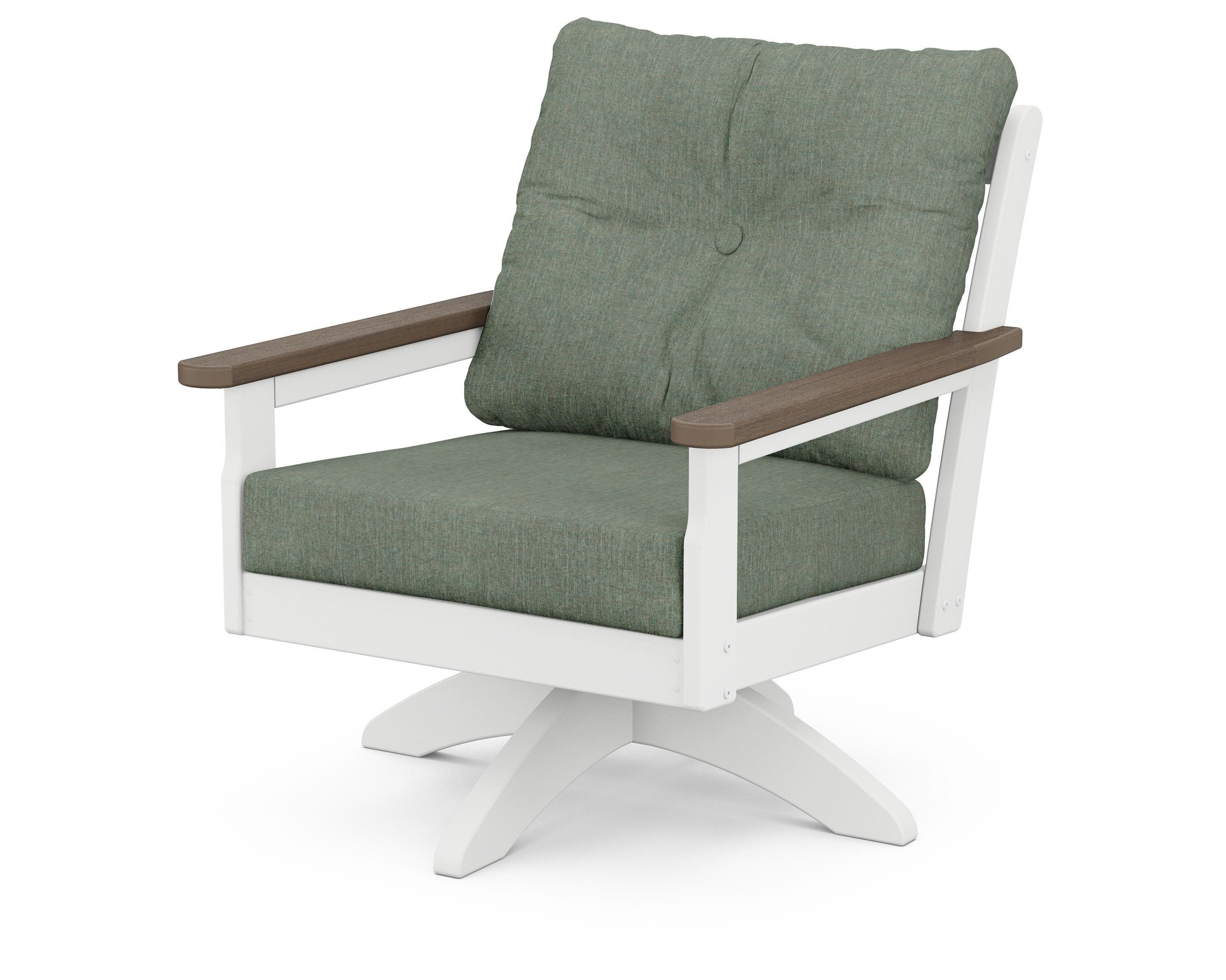 Vineyard Deep Seating Swivel Chair in White / Kona / Cast Sage