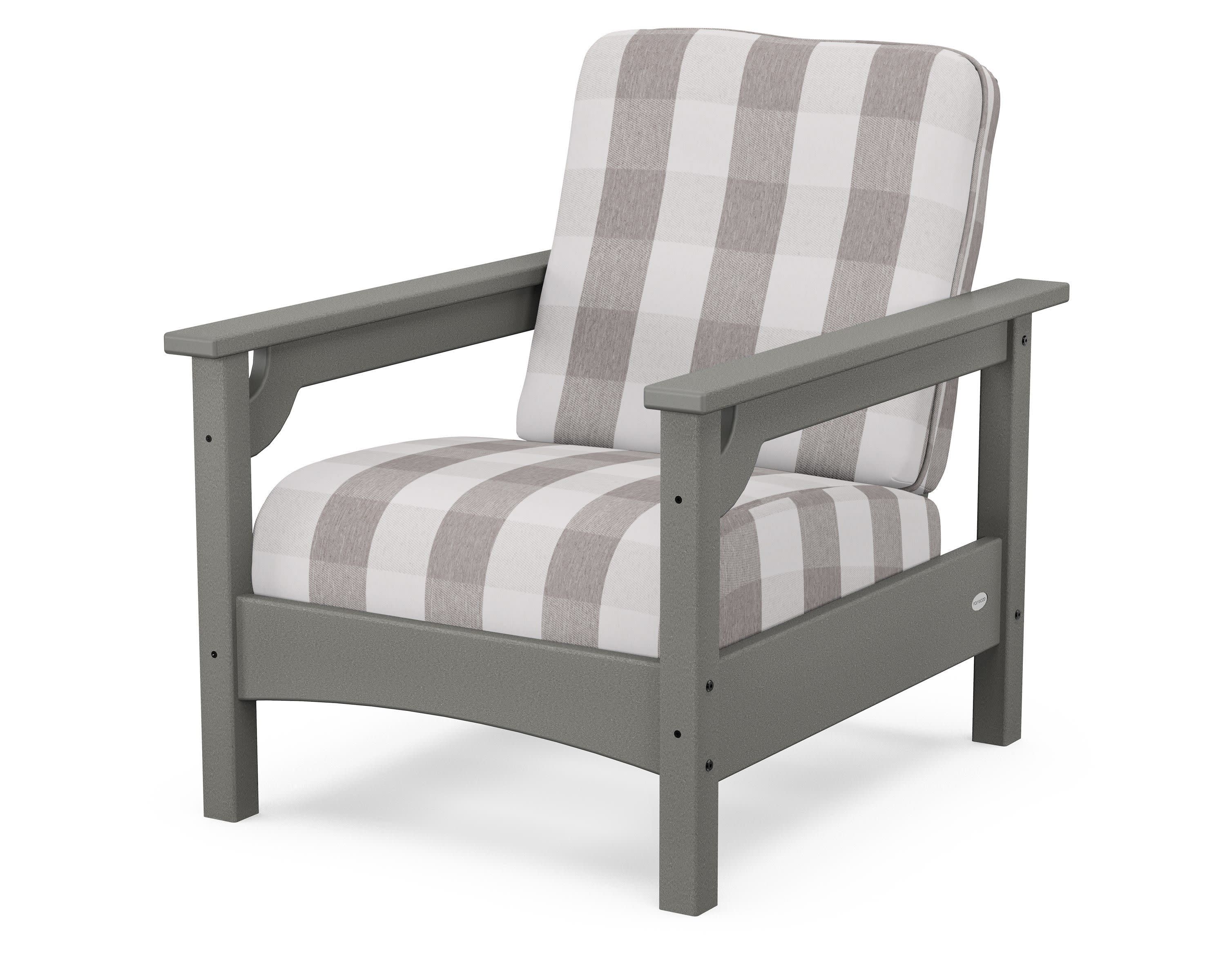 Club Chair in Slate Grey / Buffalo Plaid Grey Mist