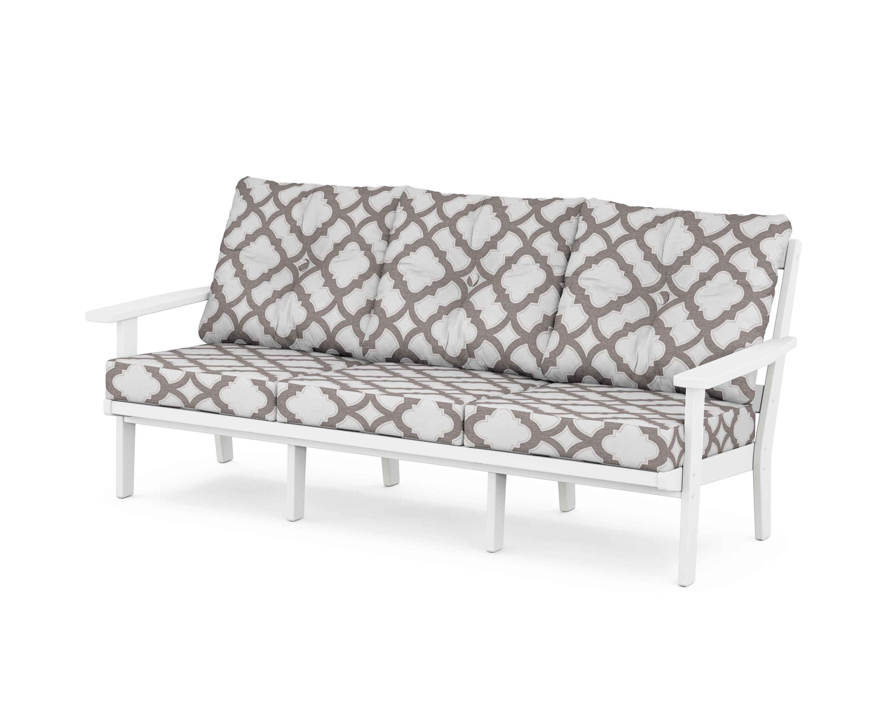 PrairieDeep Seating Sofa in White / Trellis Grey Mist