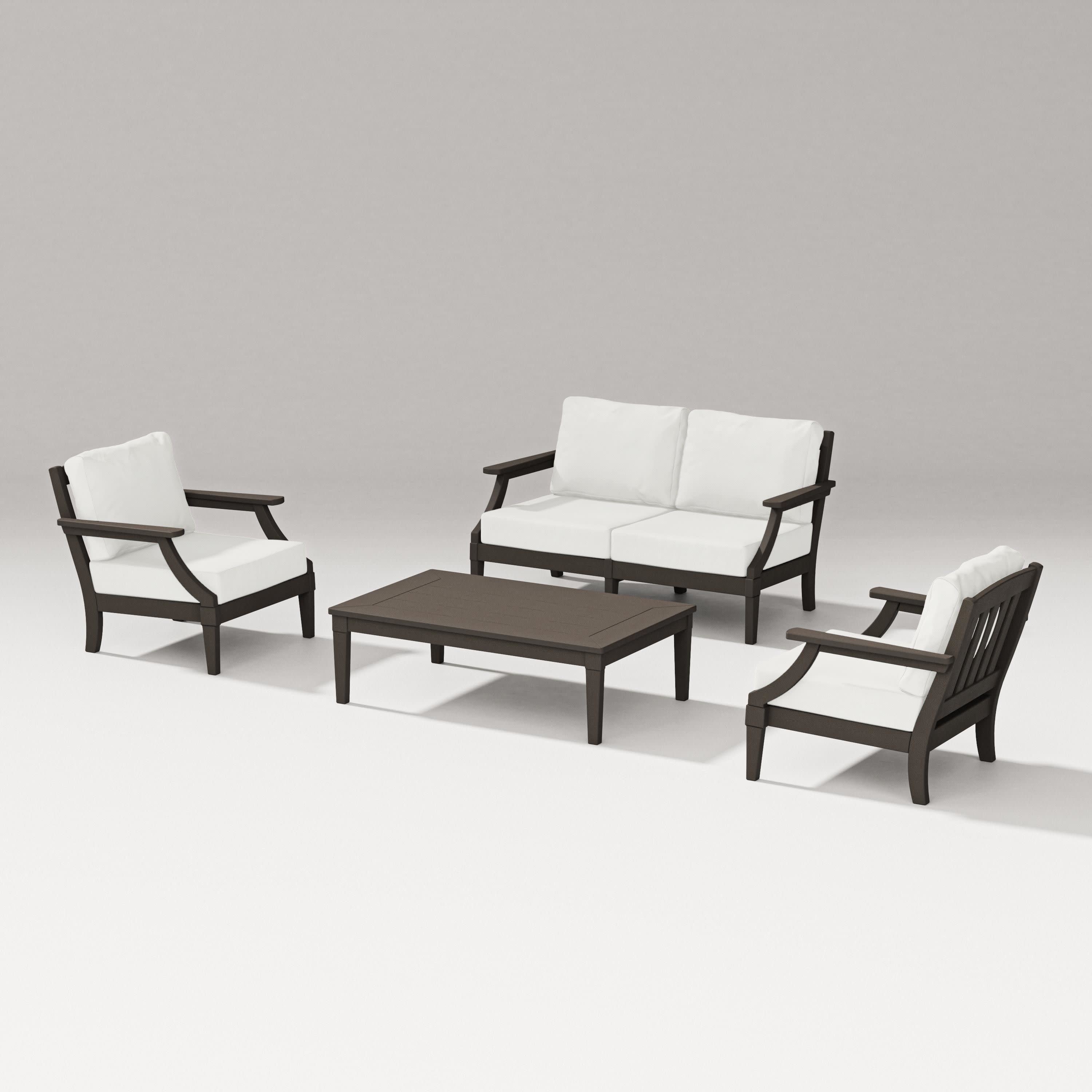 Estate Lounge 4-Piece Loveseat Set in Vintage Coffee / Natural Linen