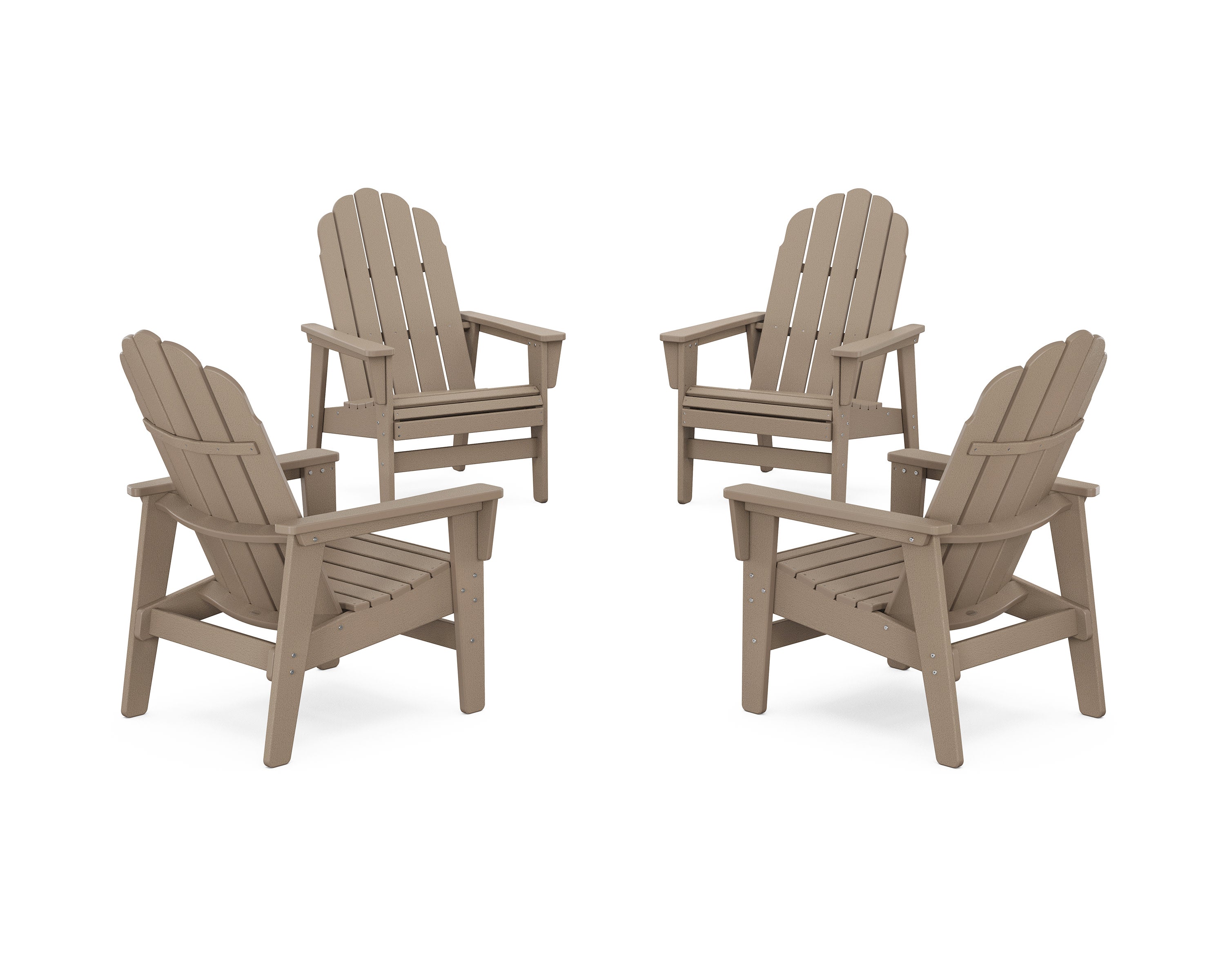 4-Piece Vineyard Grand Upright Adirondack Chair Conversation Set in Vintage Sahara