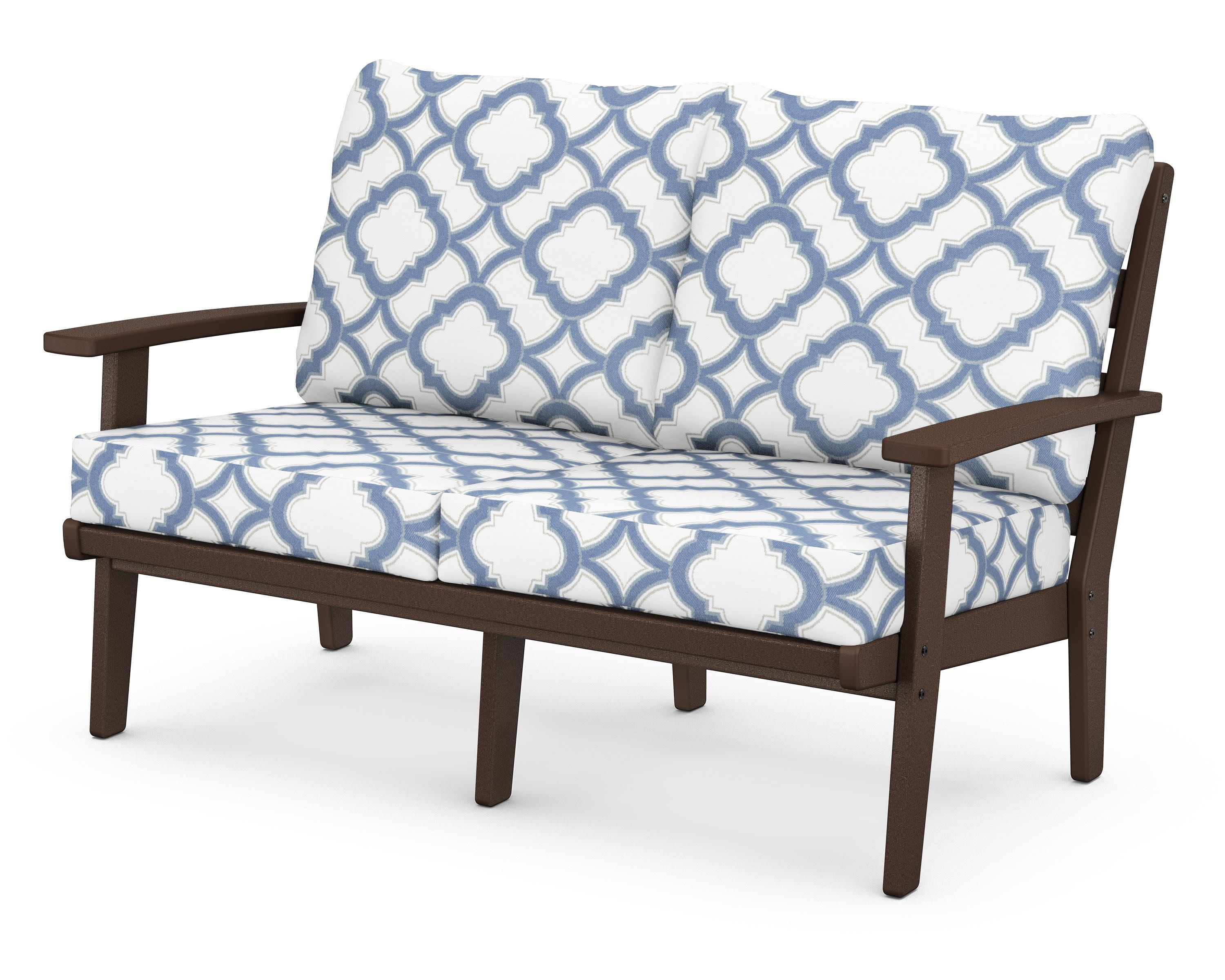 Grant Park Deep Seating Loveseat in Mahogany / Trellis Sky Blue