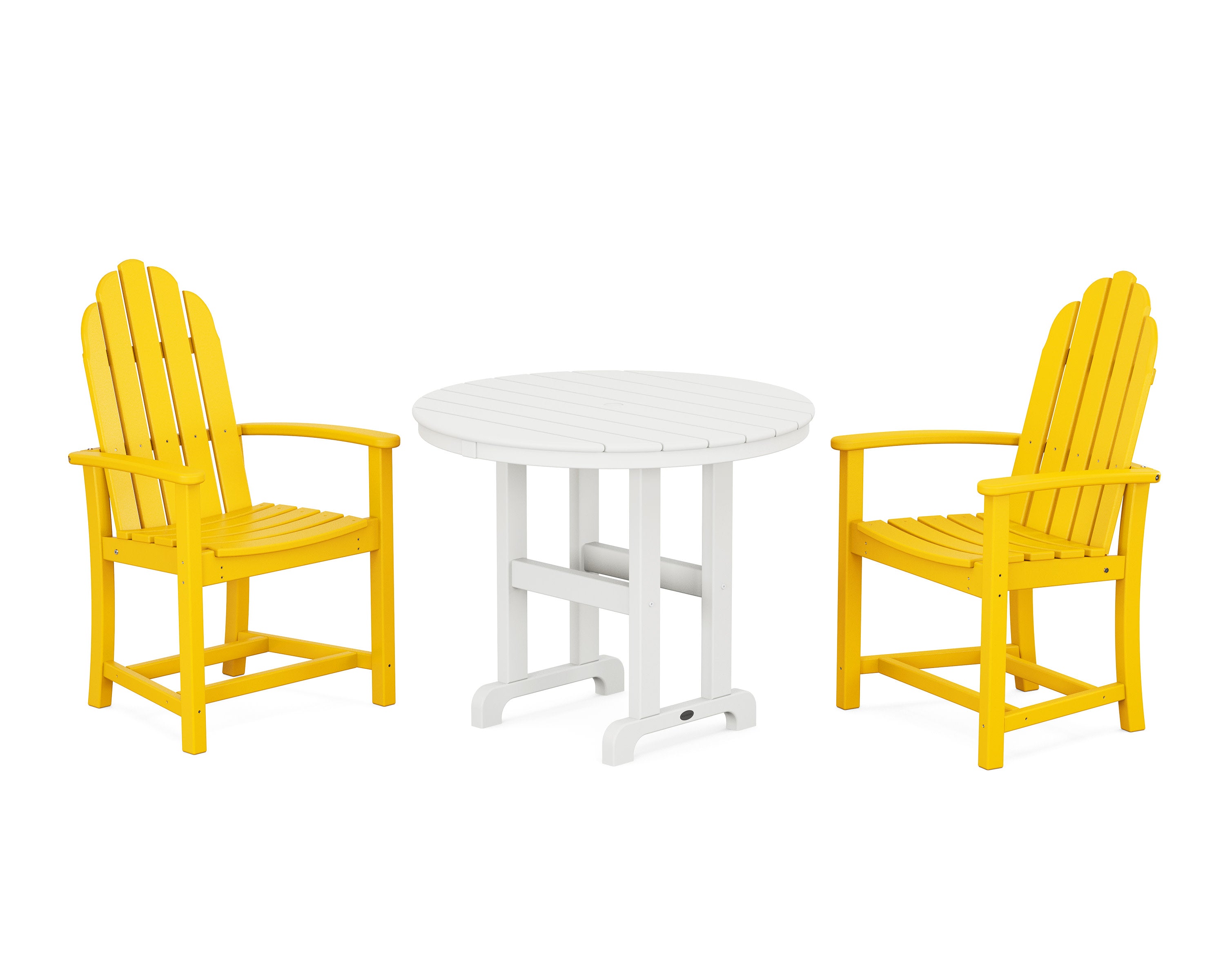 Classic Adirondack 3-Piece Round Dining Set in Lemon / White