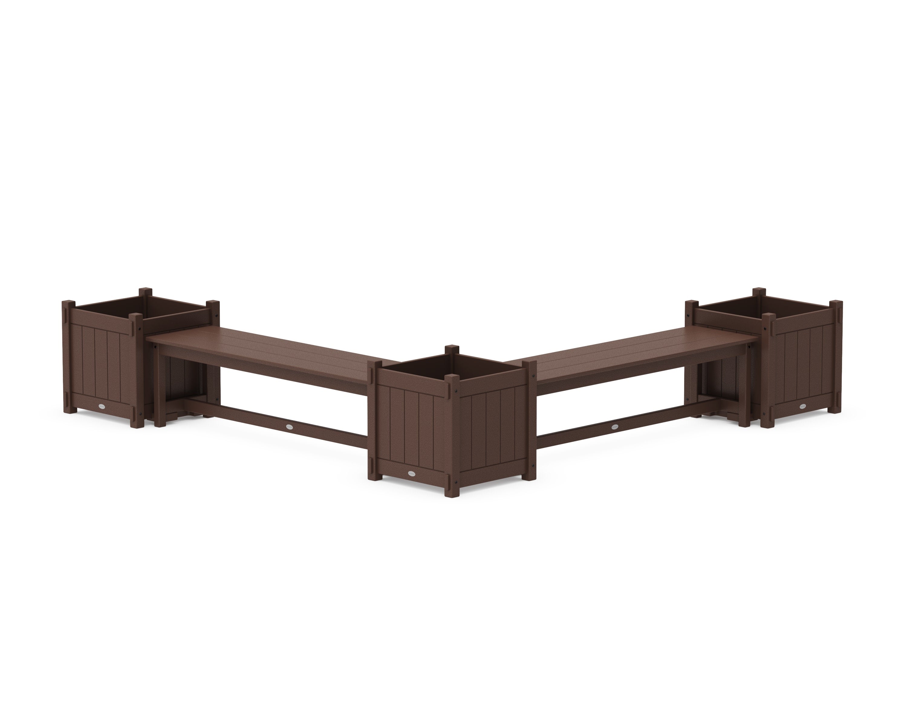 60" Vineyard L- Shaped Planter Bench Corner Set - Large in Mahogany