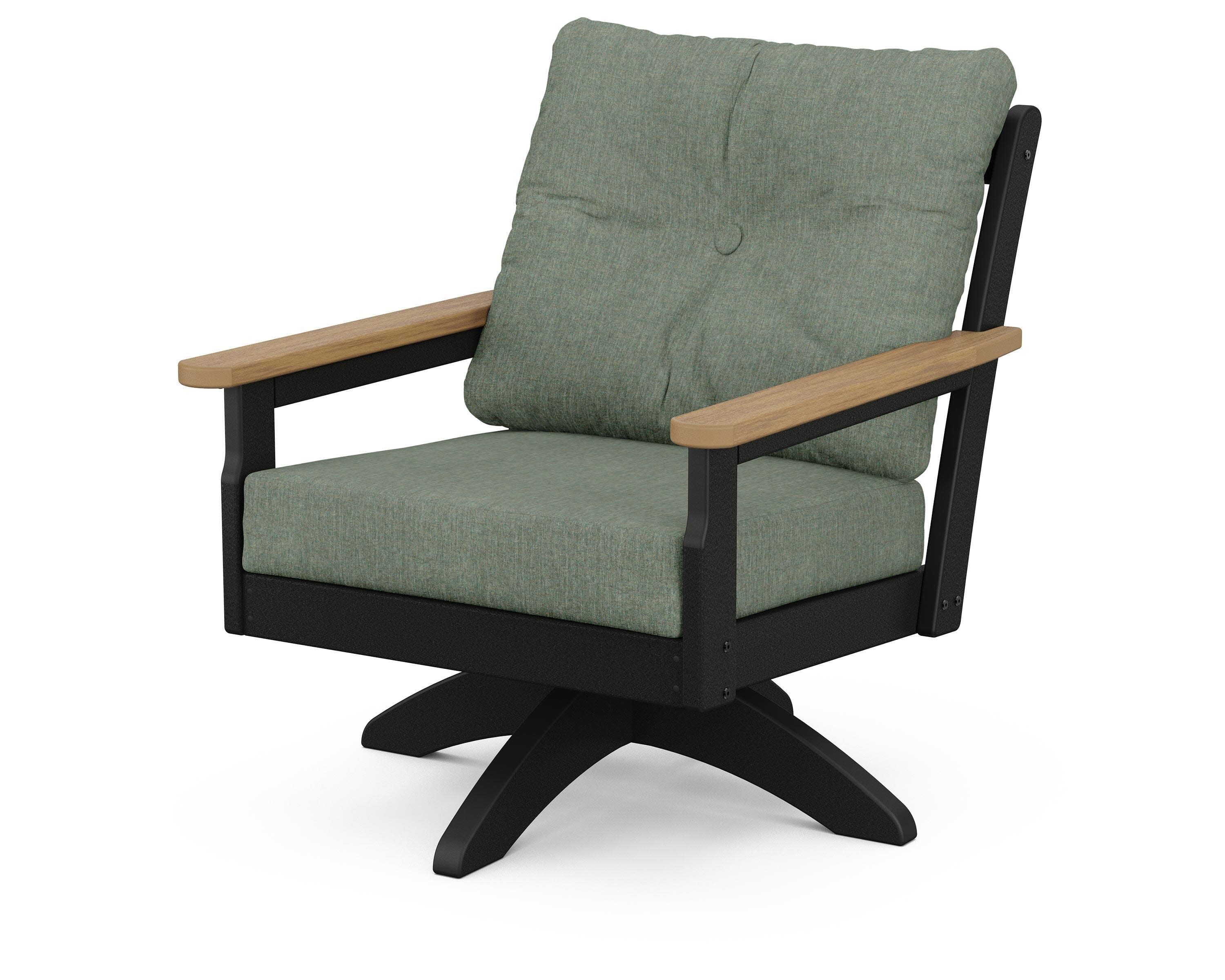 Vineyard Deep Seating Swivel Chair in Black / Natural / Cast Sage