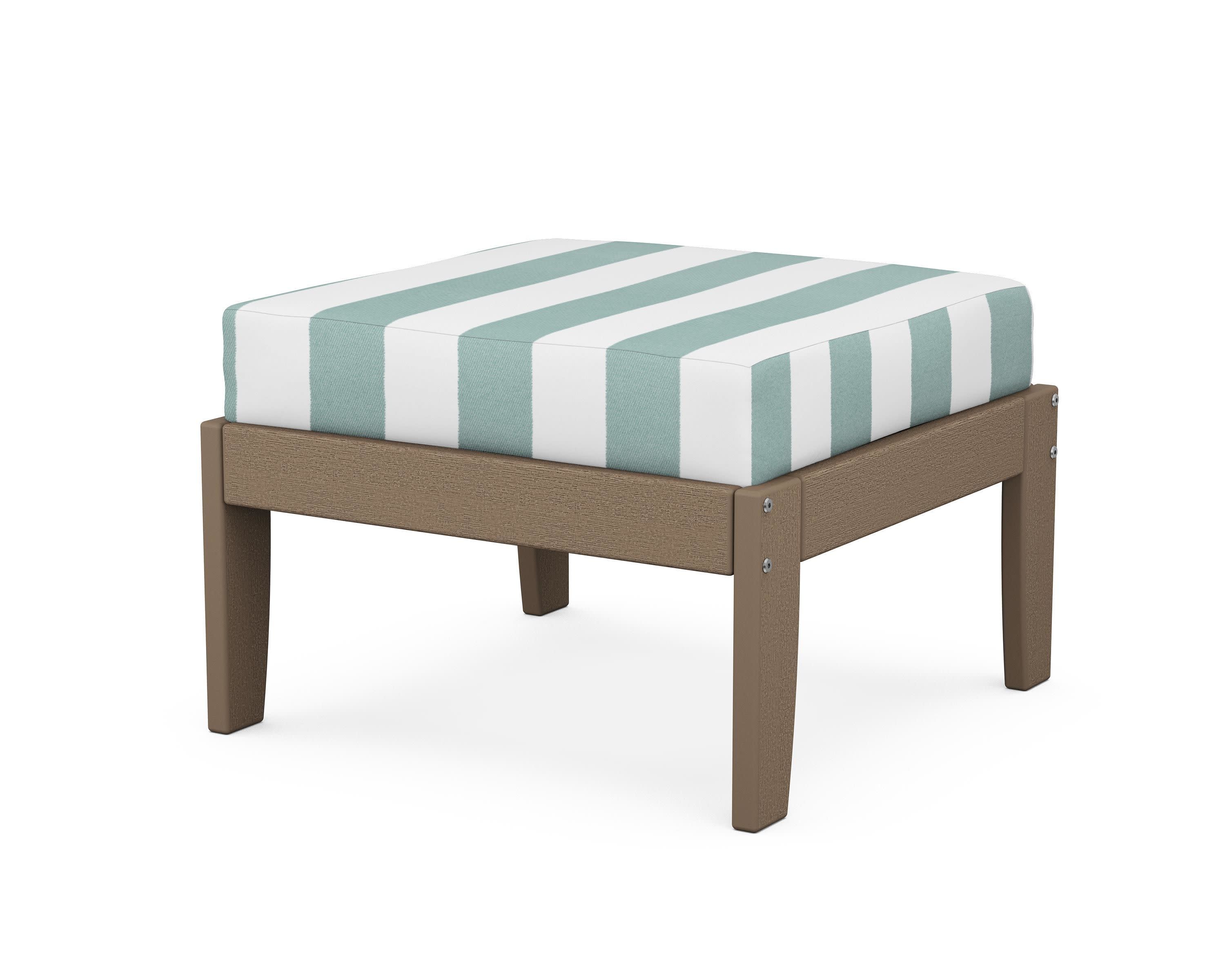 Modular Ottoman - Classic in Vintage Sahara / Cabana Stripe Glacier Spa