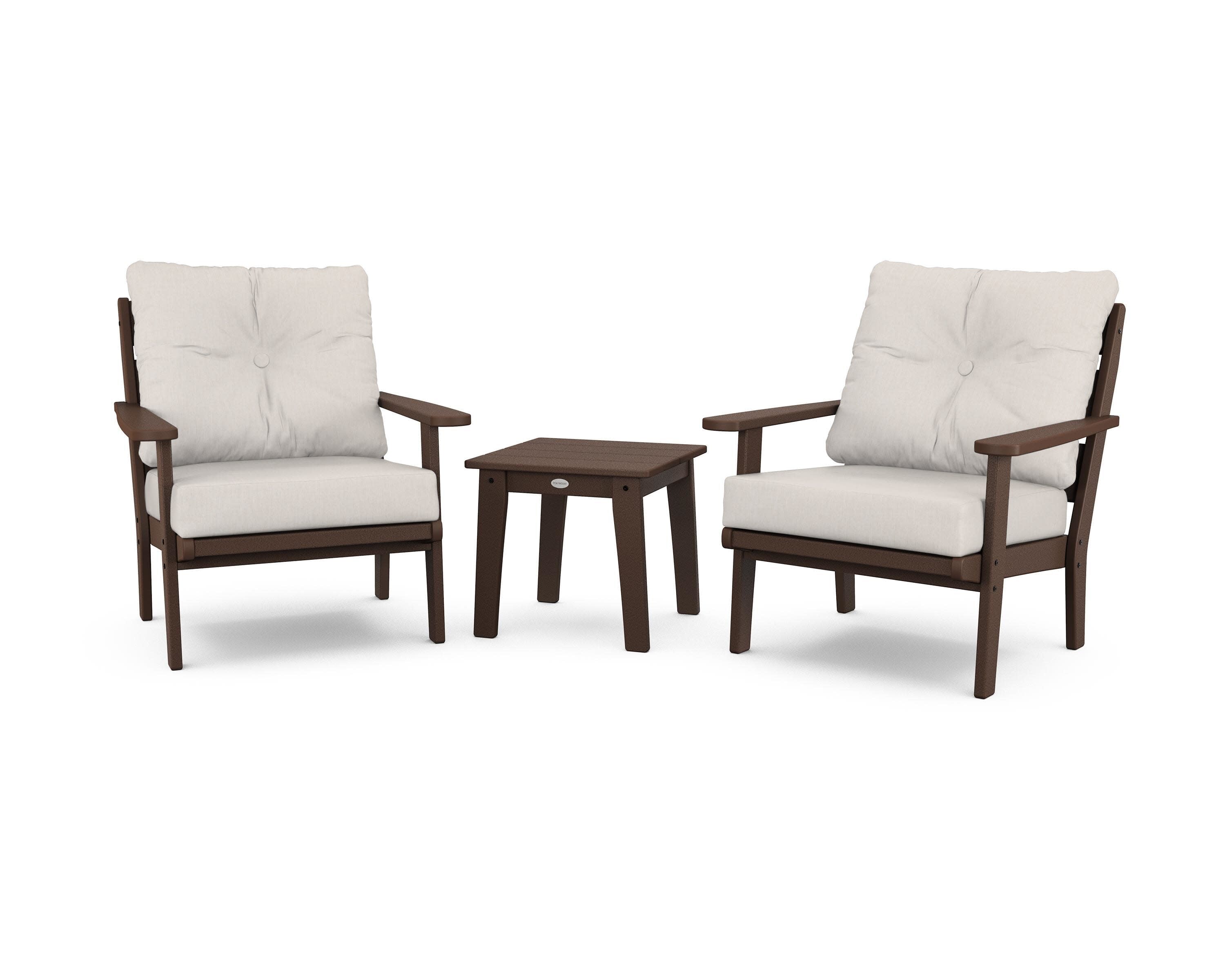 Lakeside 3-Piece Deep Seating Chair Set in Mahogany / Cast Ash