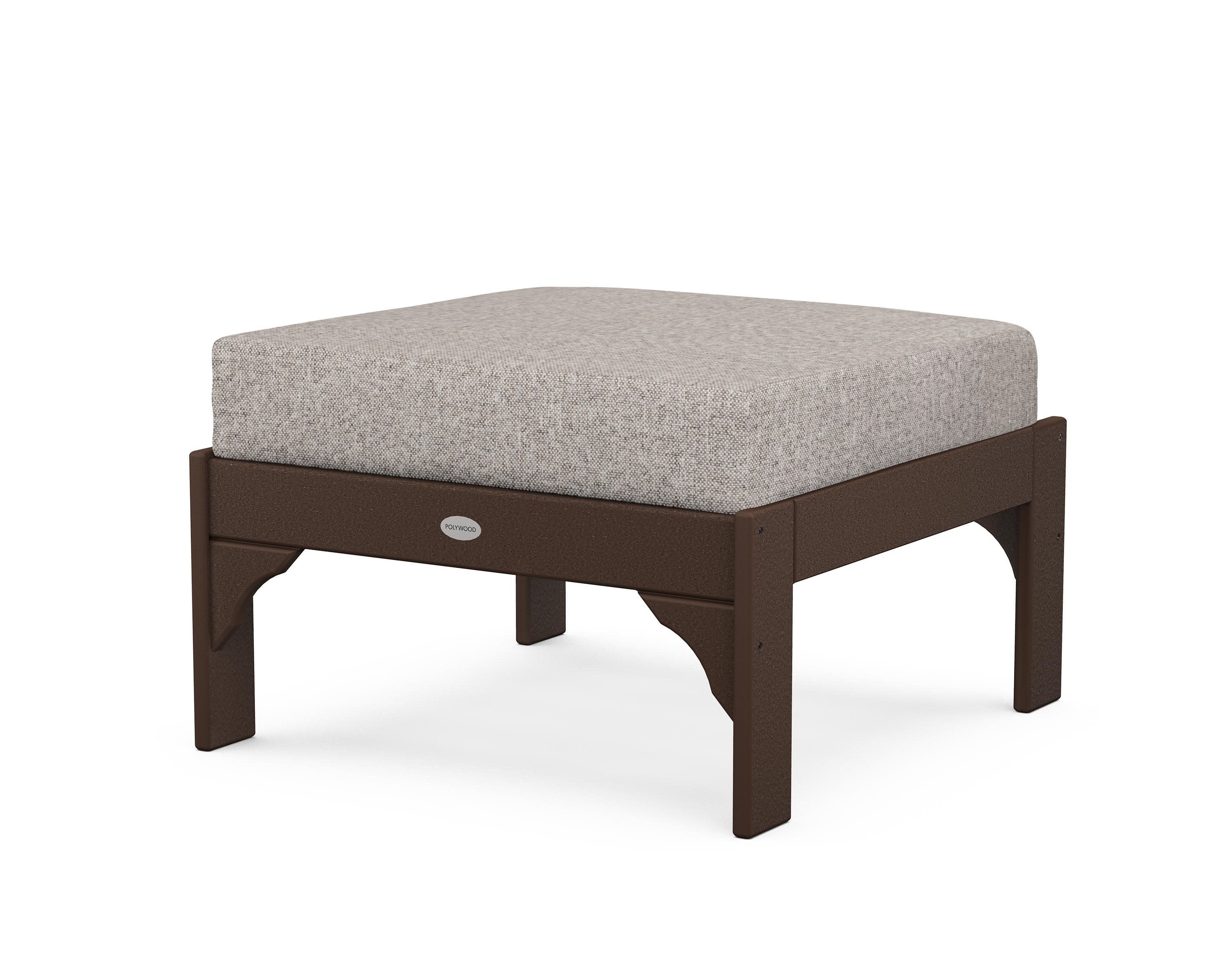 Vineyard Deep Seating Ottoman in Mahogany / Weathered Tweed