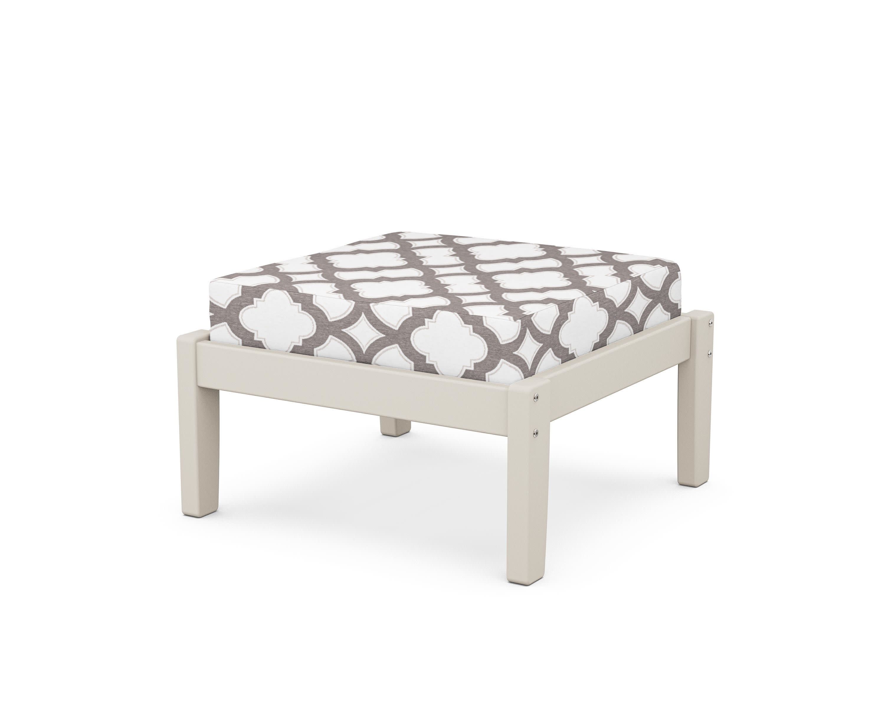 Deep Seating Ottoman in Sand / Trellis Grey Mist