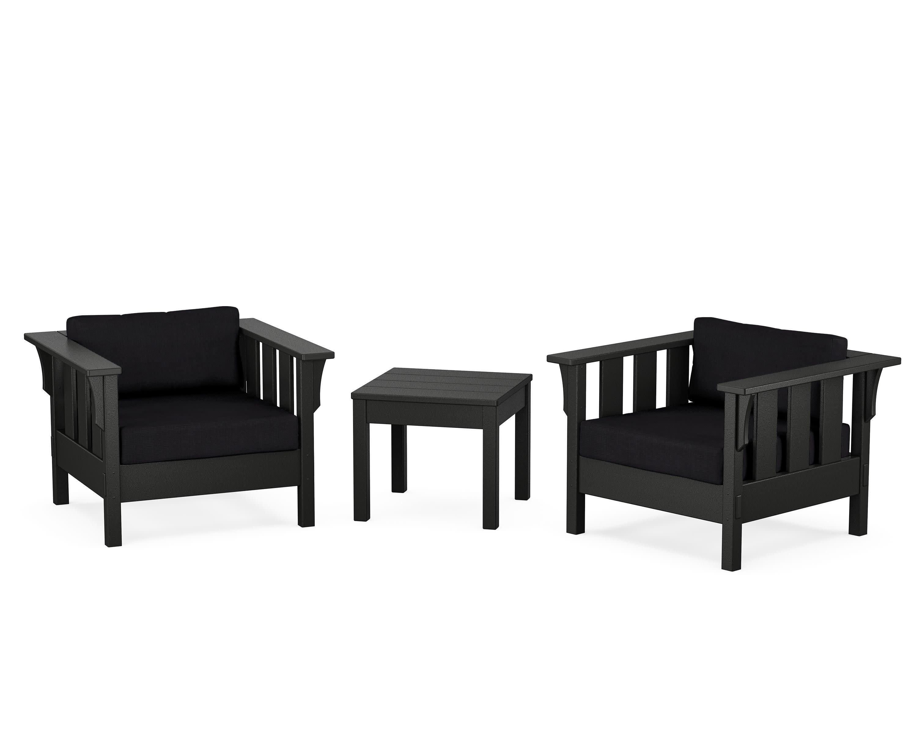 Acadia 3-Piece Deep Seating Set in Black / Midnight Linen