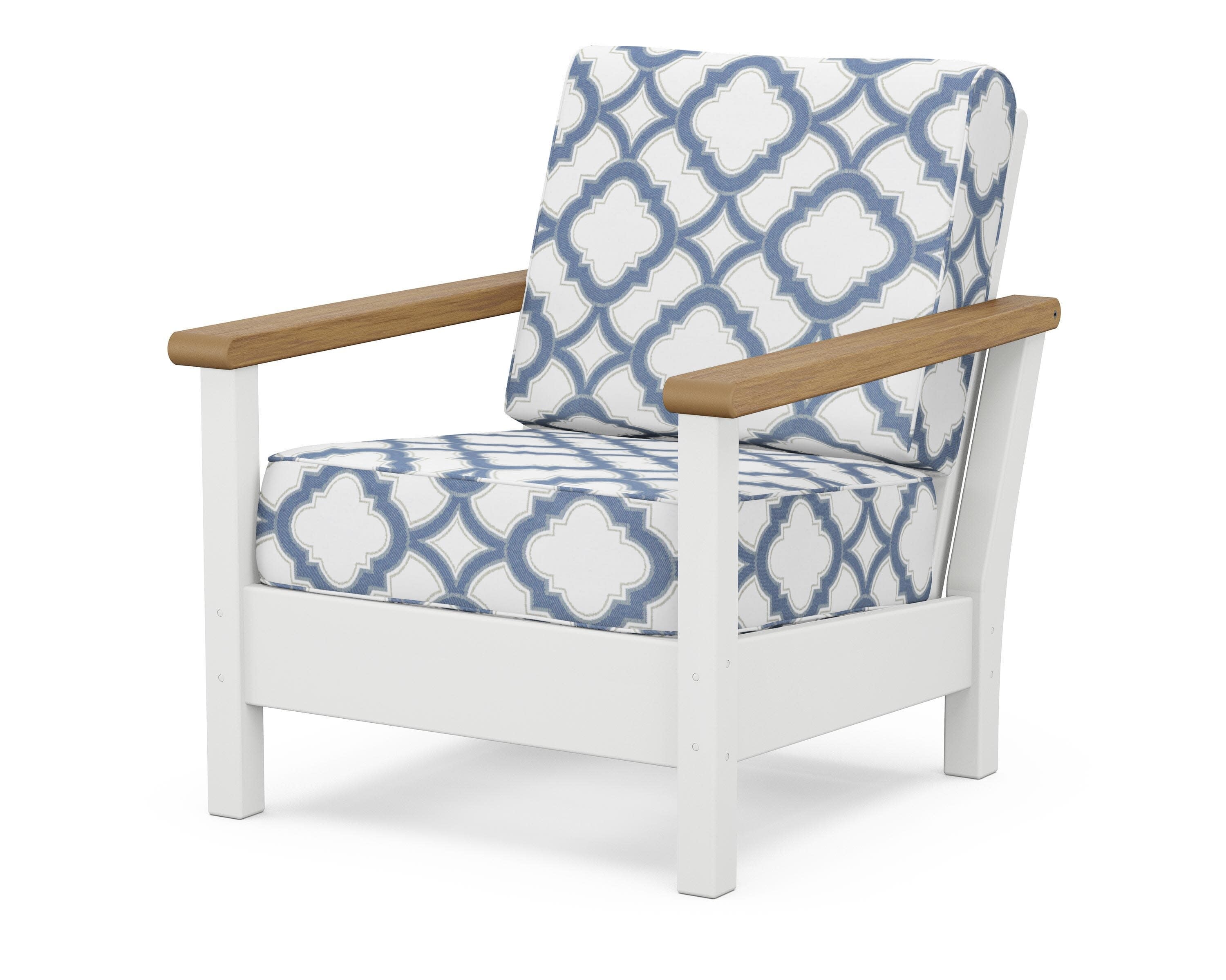 Harbour Deep Seating Chair in White / Natural / Trellis Sky Blue