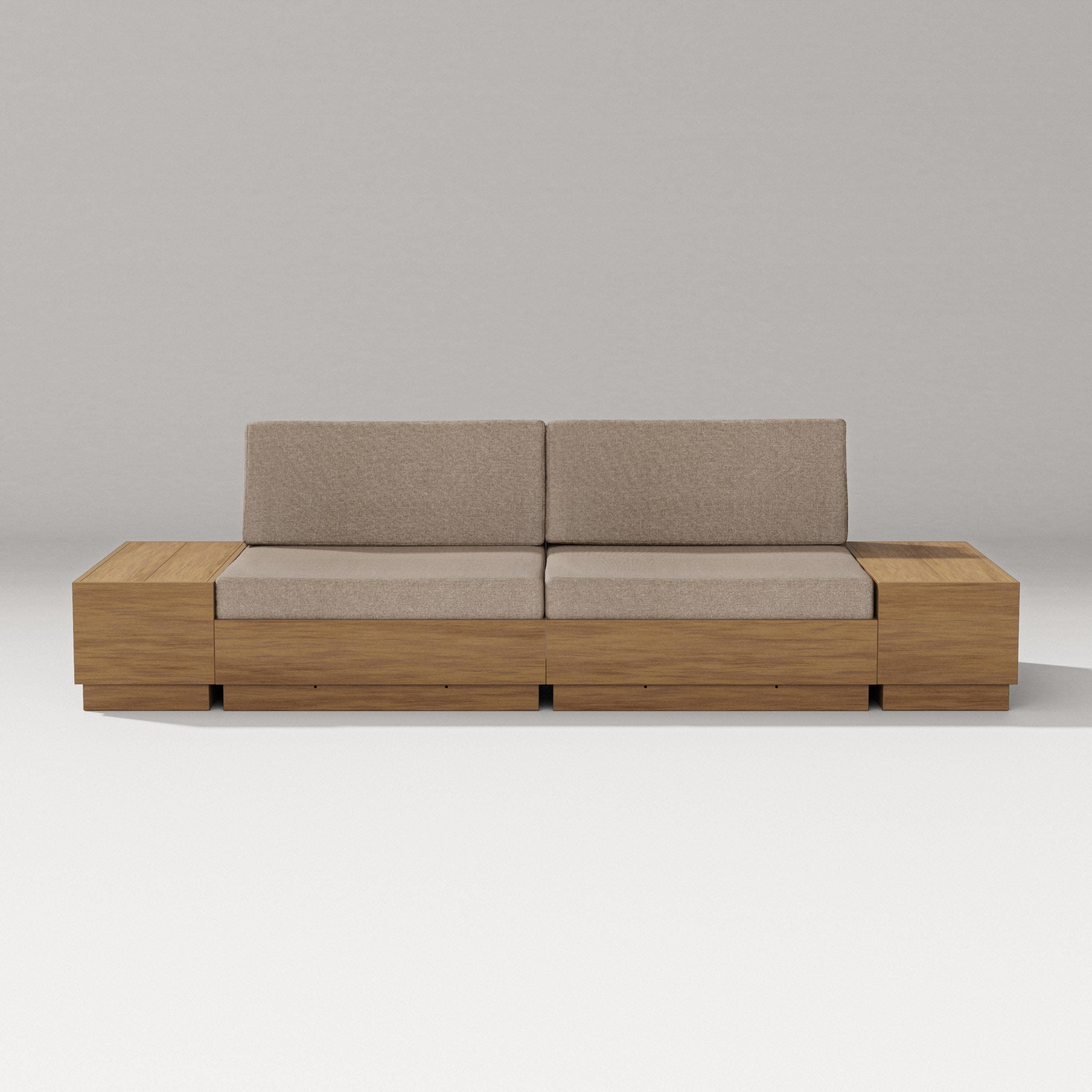 Elevate 4-Piece Loveseat Sectional in Natural / Spiced Burlap