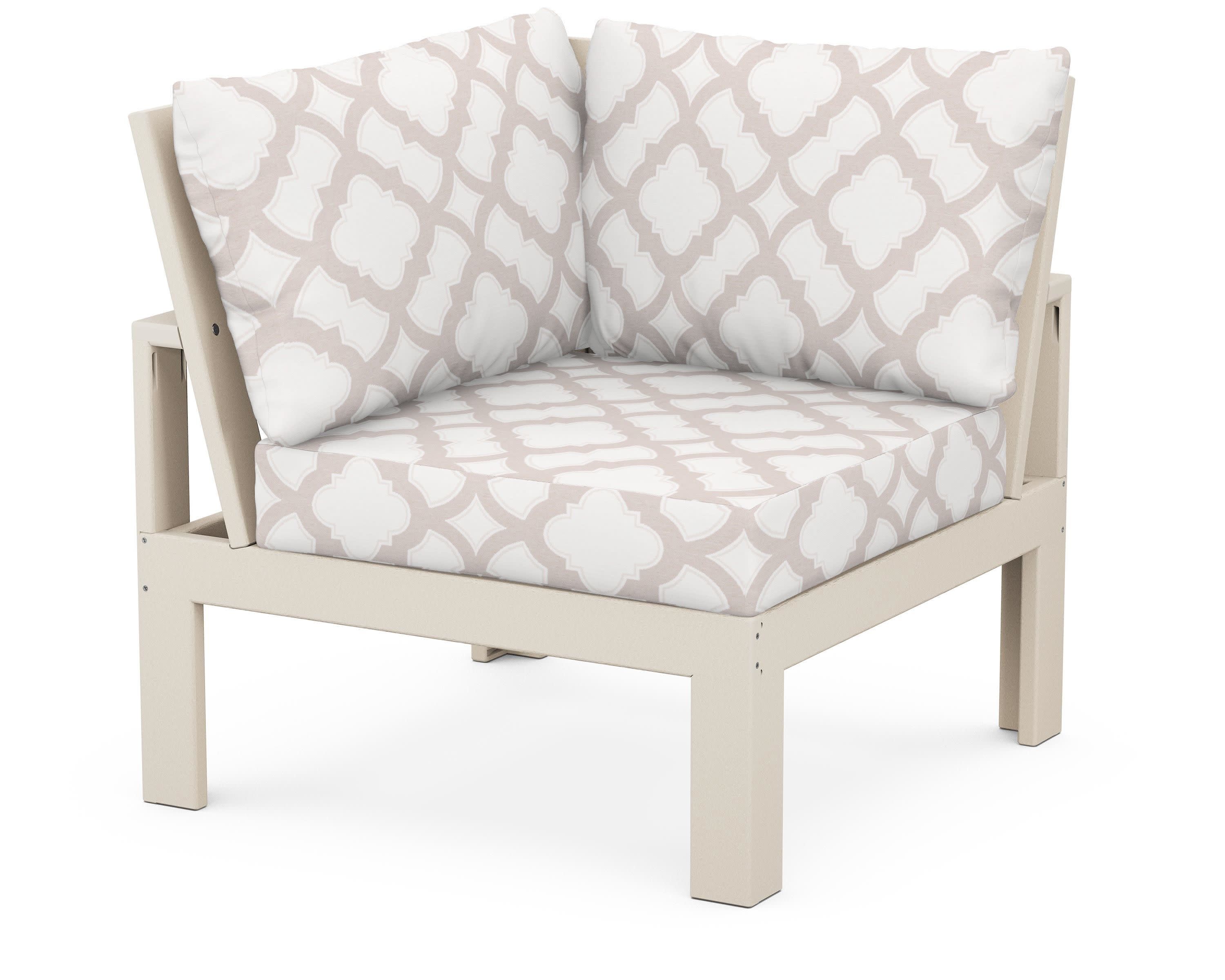 Modular Corner Chair in Sand / Trellis Dune Burlap