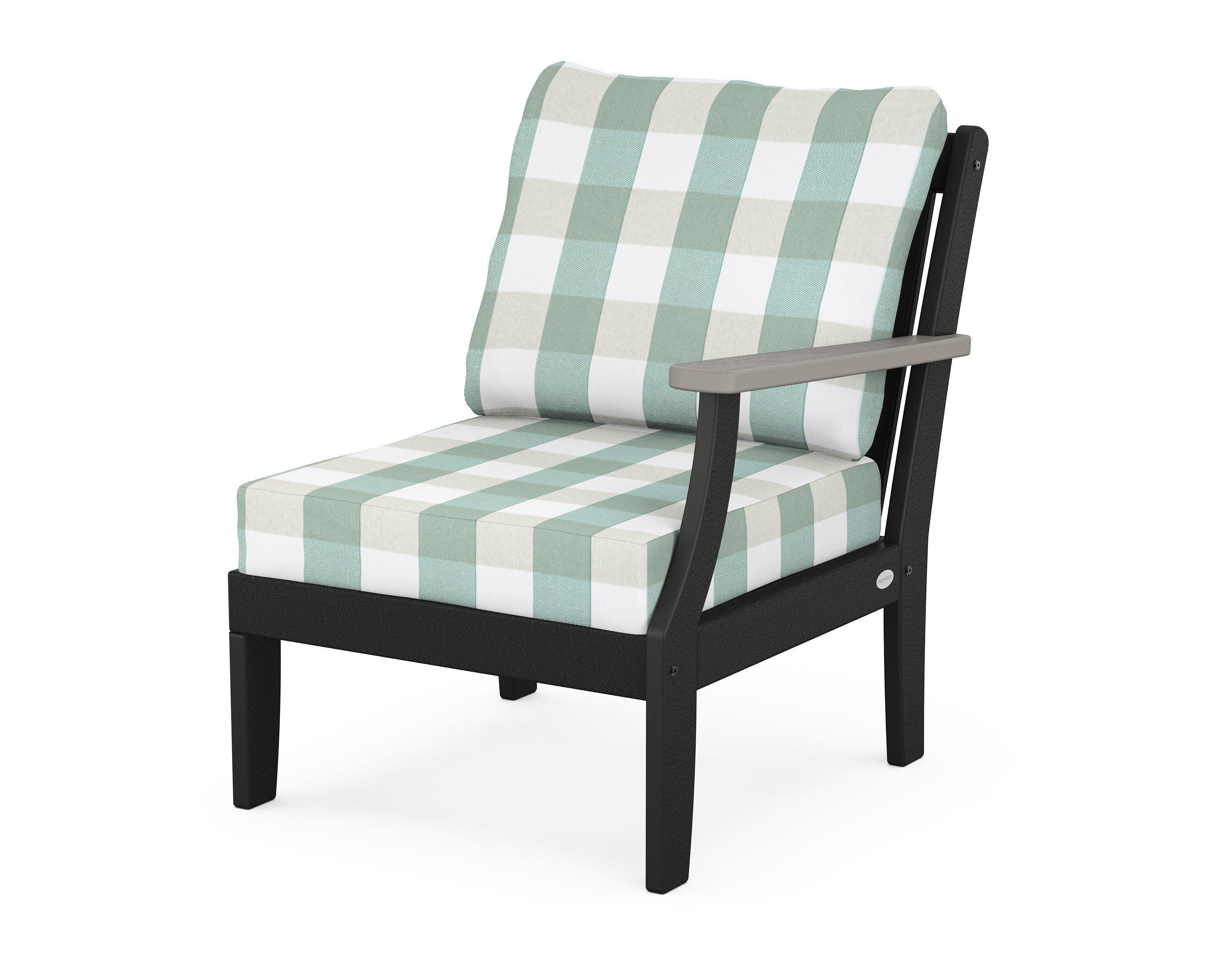 Braxton Modular Right Arm Chair in Black / Driftwood / Buffalo Plaid Glacier Spa