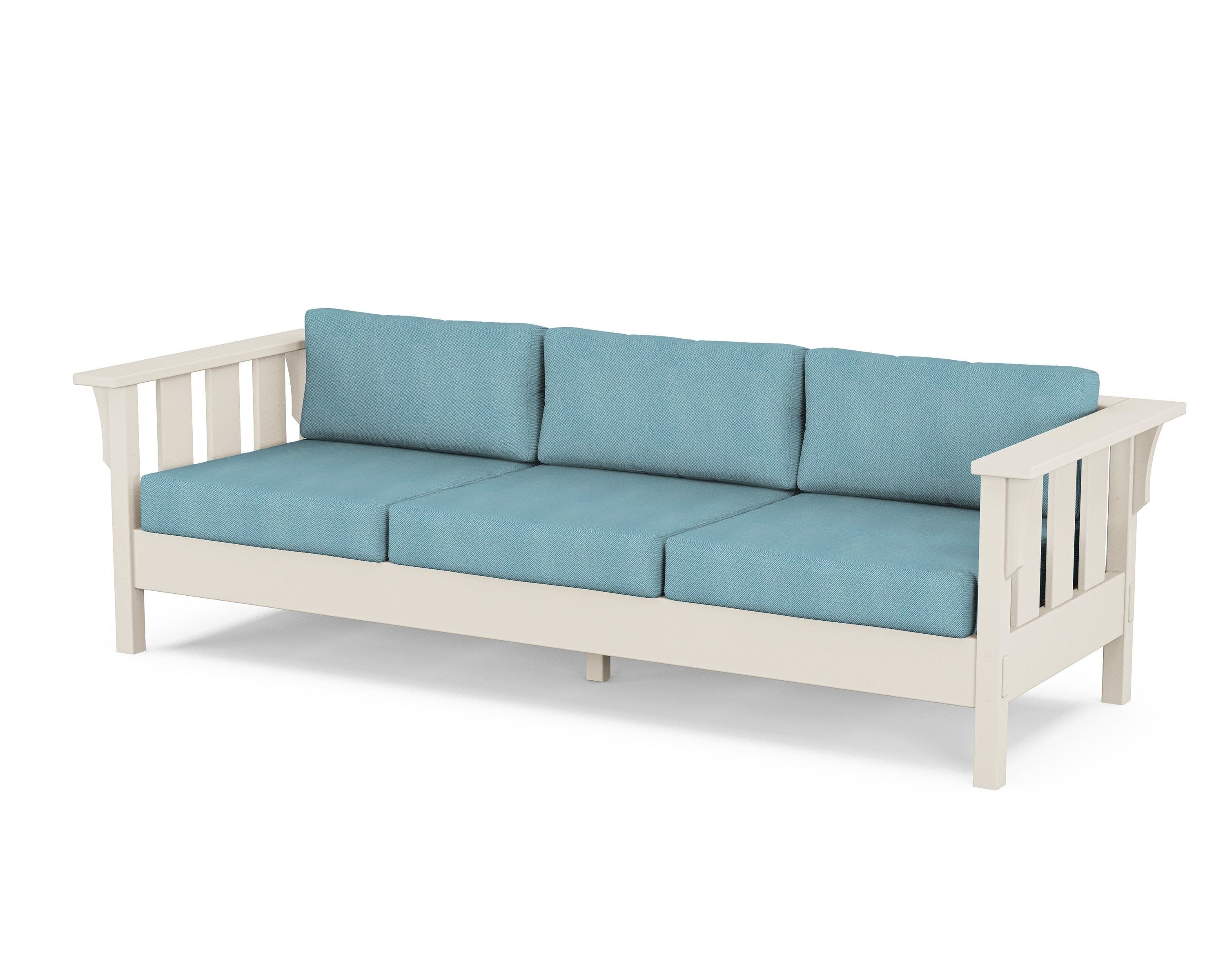 Acadia Deep Seating Sofa in Sand / Lattice Sky Blue