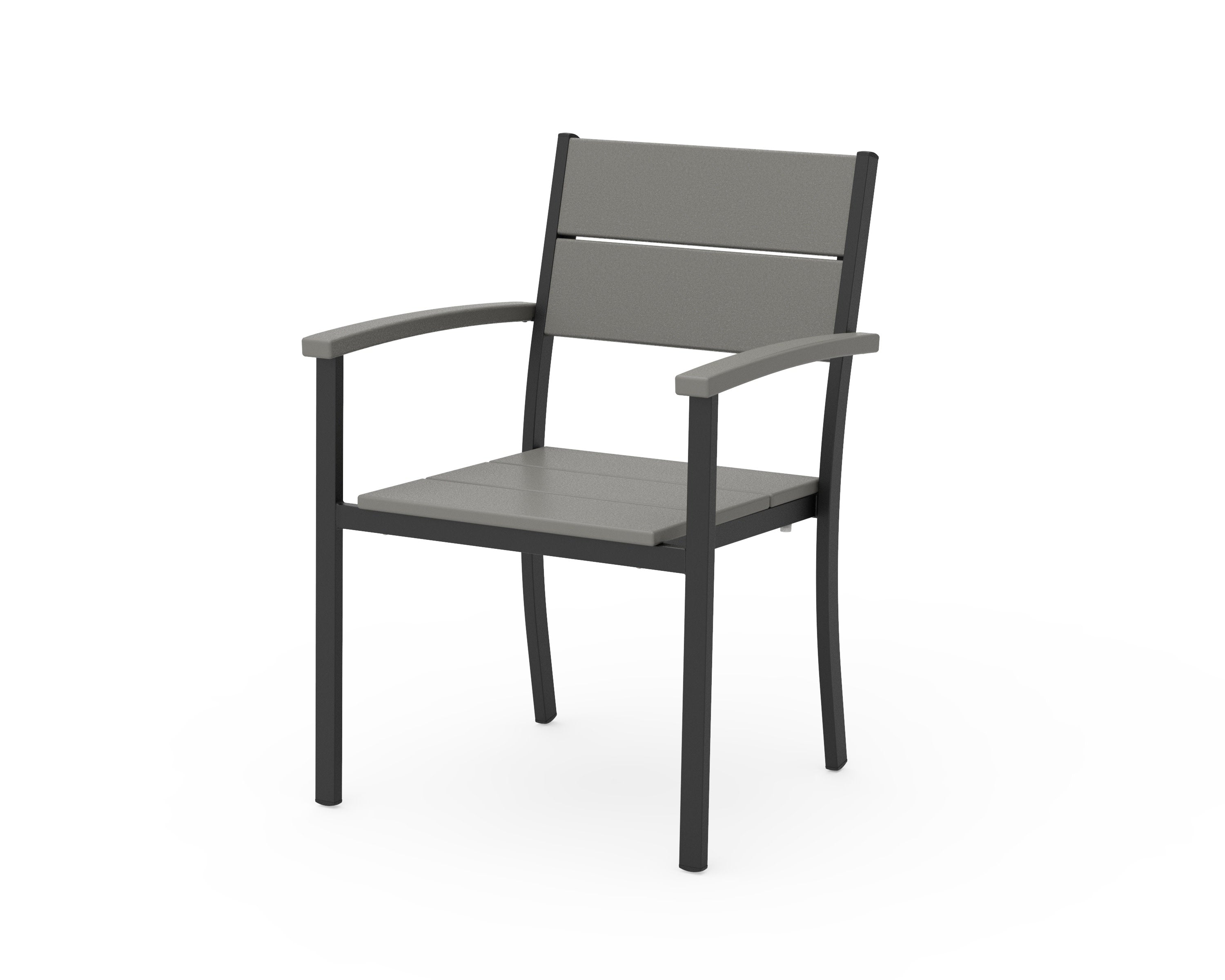 Main Street Stacking Dining Arm Chair in Black / Slate Grey