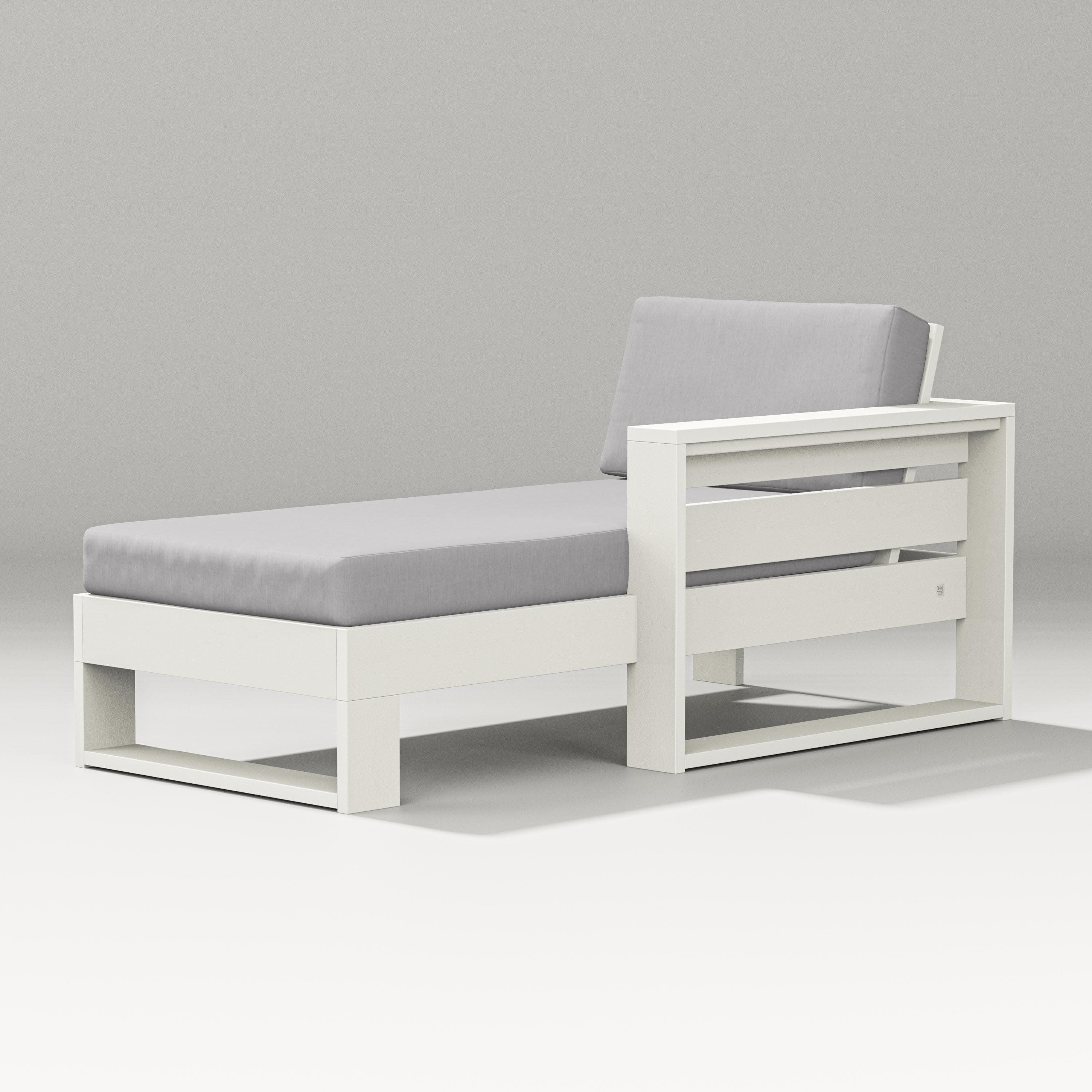 Latitude Modular Right Arm Chaise in Vintage White / Granite