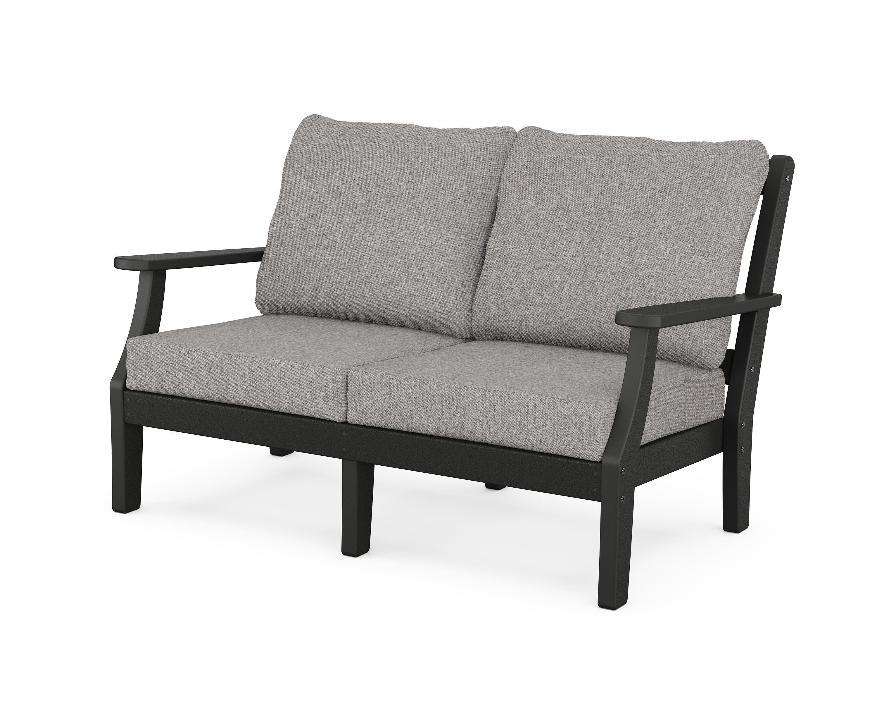Chinoiserie Deep Seating Loveseat in Black / Grey Mist
