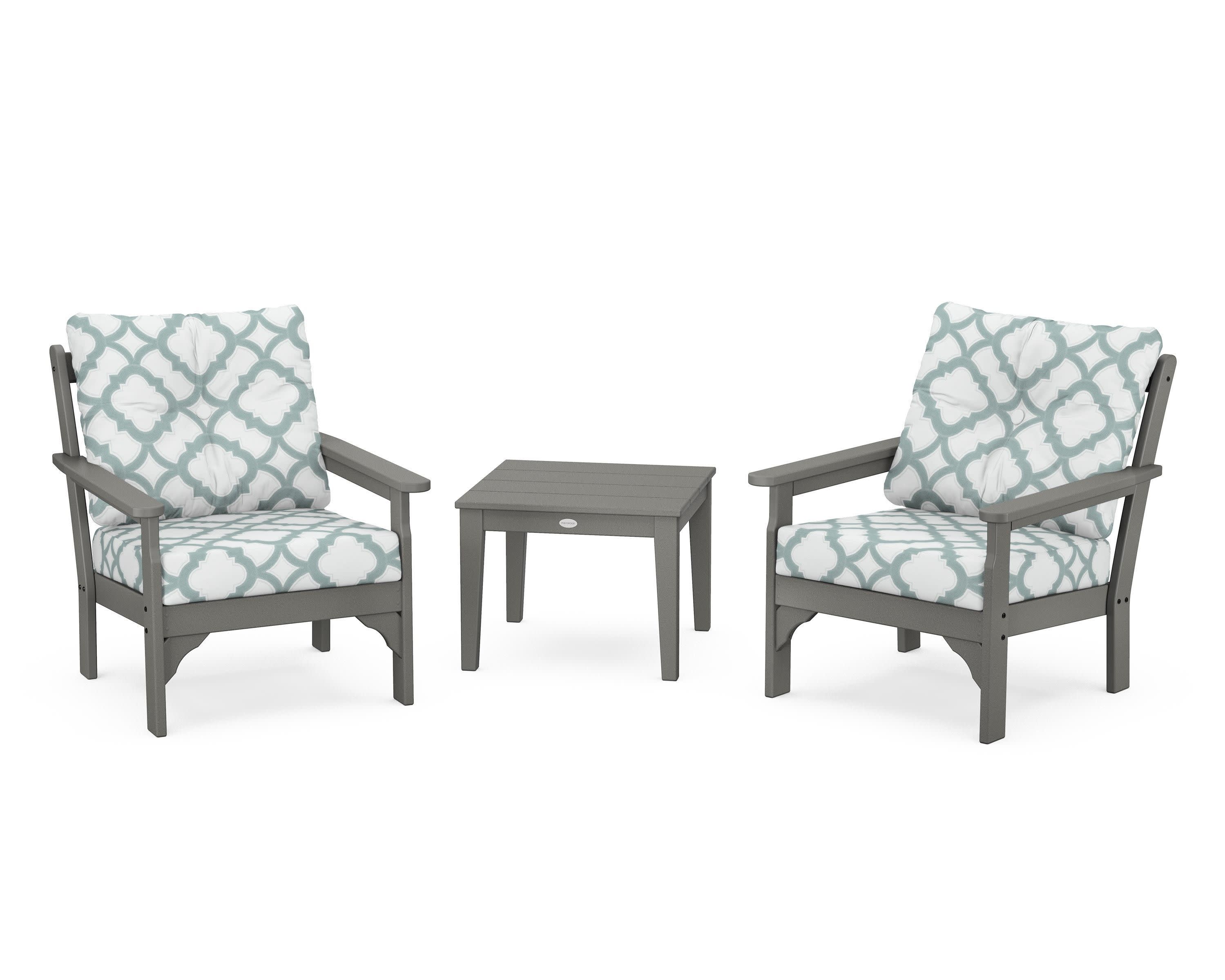 Vineyard 3-Piece Deep Seating Set in Slate Grey / Trellis Glacier Spa