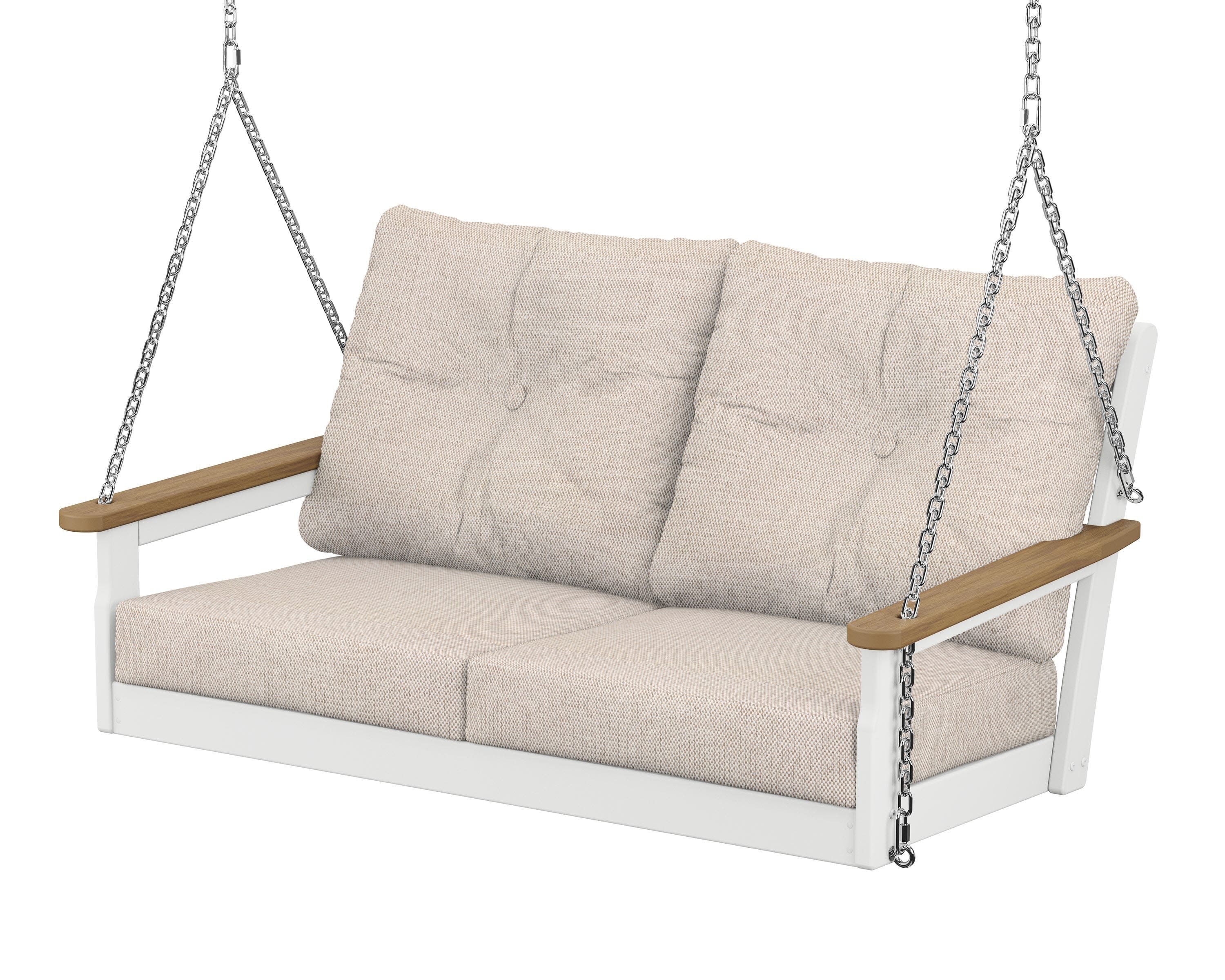 Vineyard Deep Seating Swing in White / Natural / Blend Linen