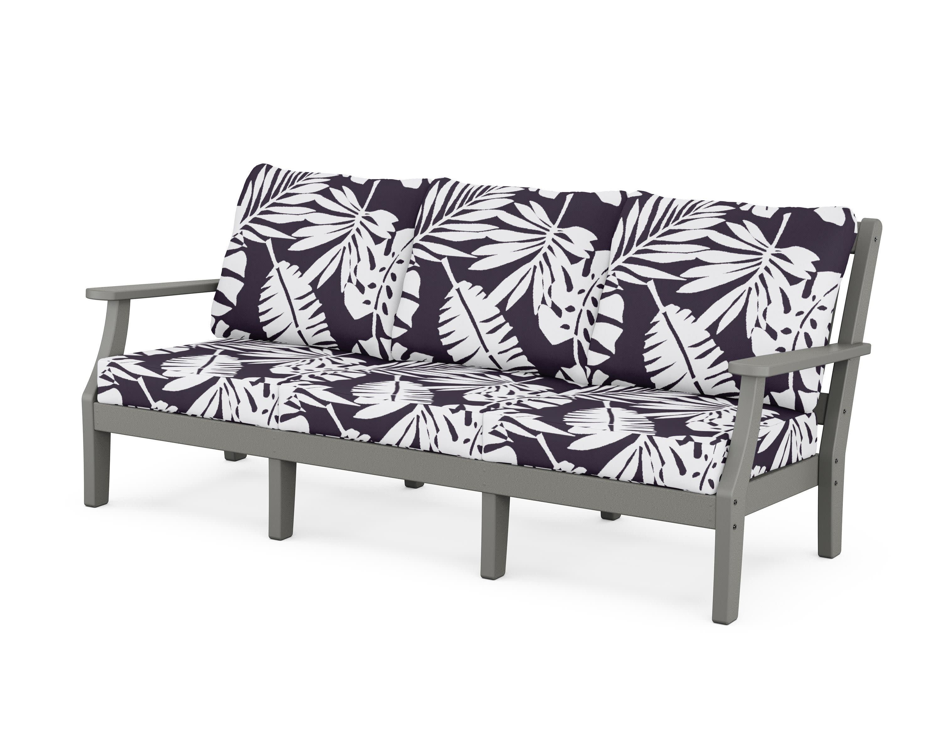 Chinoiserie Deep Seating Sofa in Slate Grey / Leaf Navy