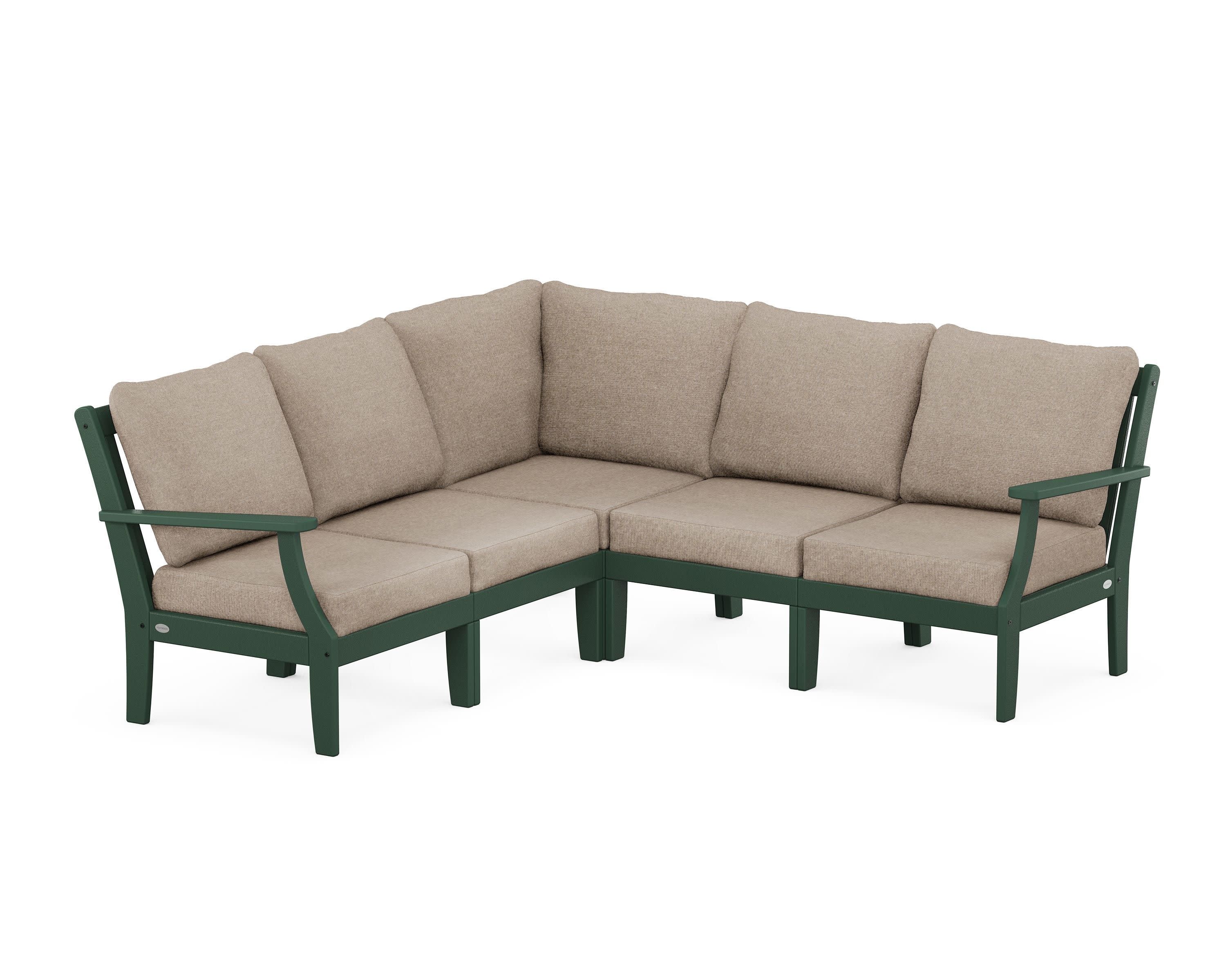 Braxton Modular 5-Piece Deep Seating Set in Green / Spiced Burlap