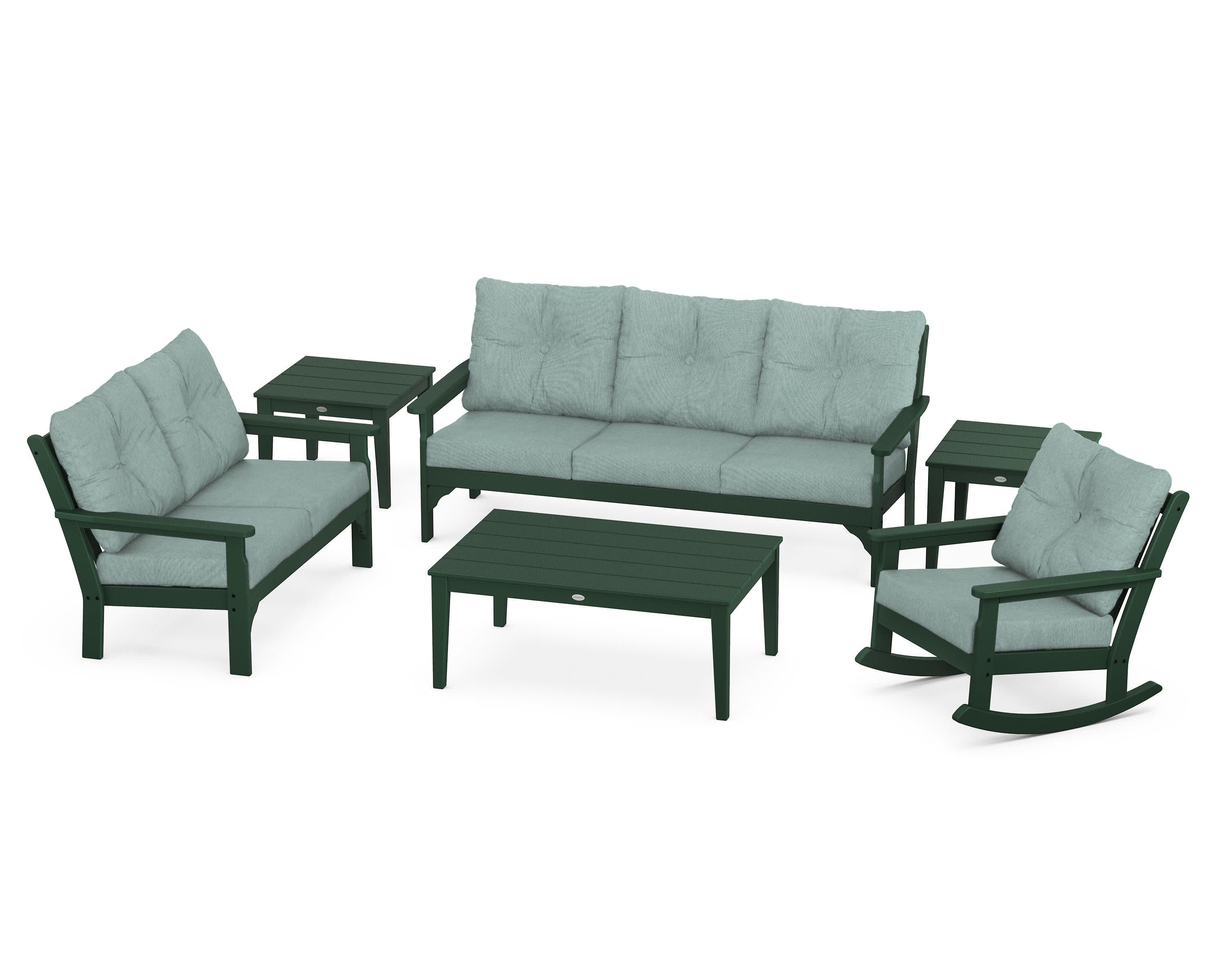 Vineyard 6-Piece Deep Seating Set in Green / Glacier Spa