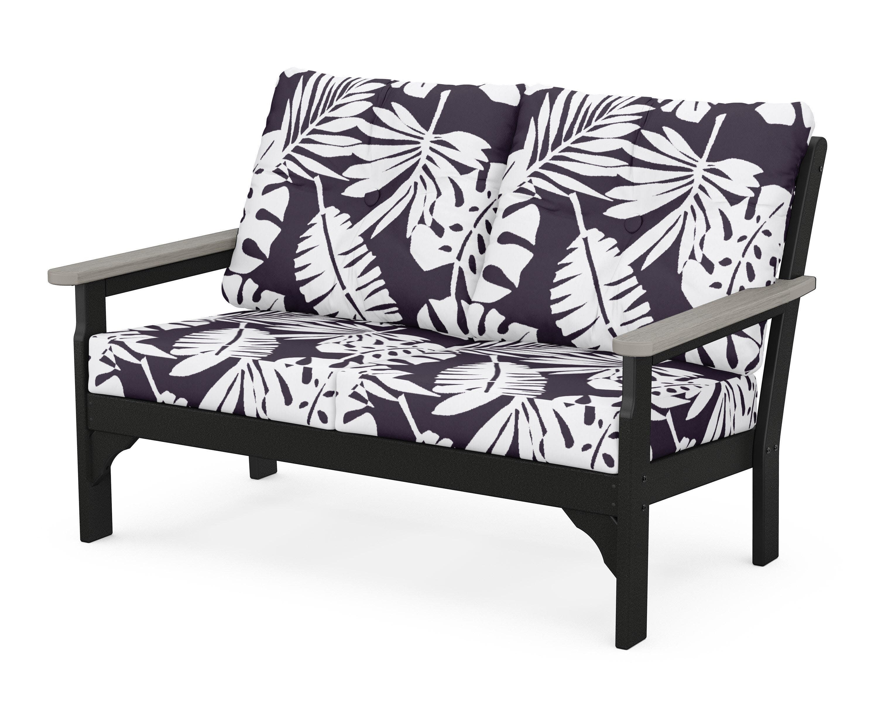 Vineyard Deep Seating Loveseat in Black / Driftwood / Leaf Navy