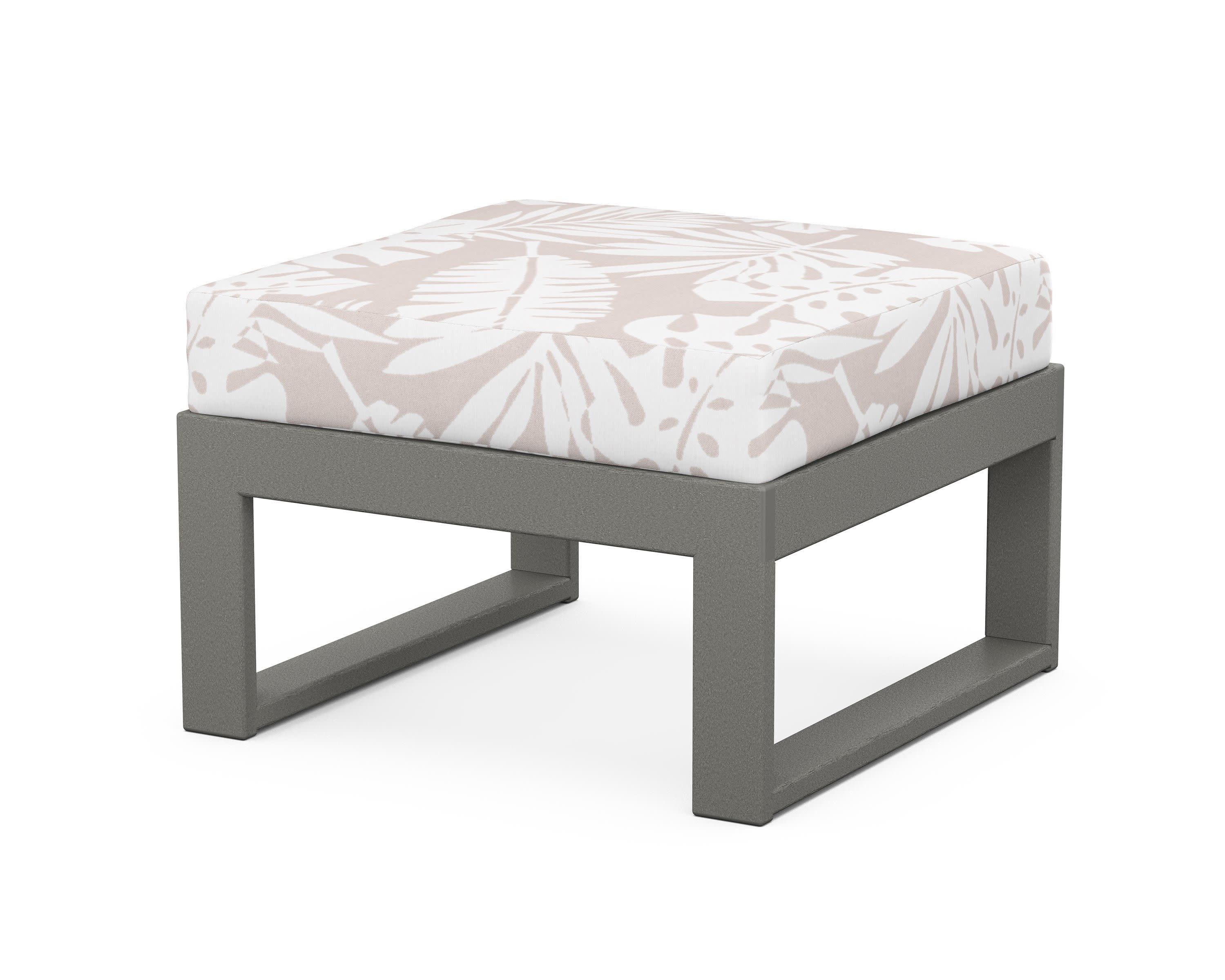 Modular Ottoman - Modern in Slate Grey / Leaf Dune Burlap