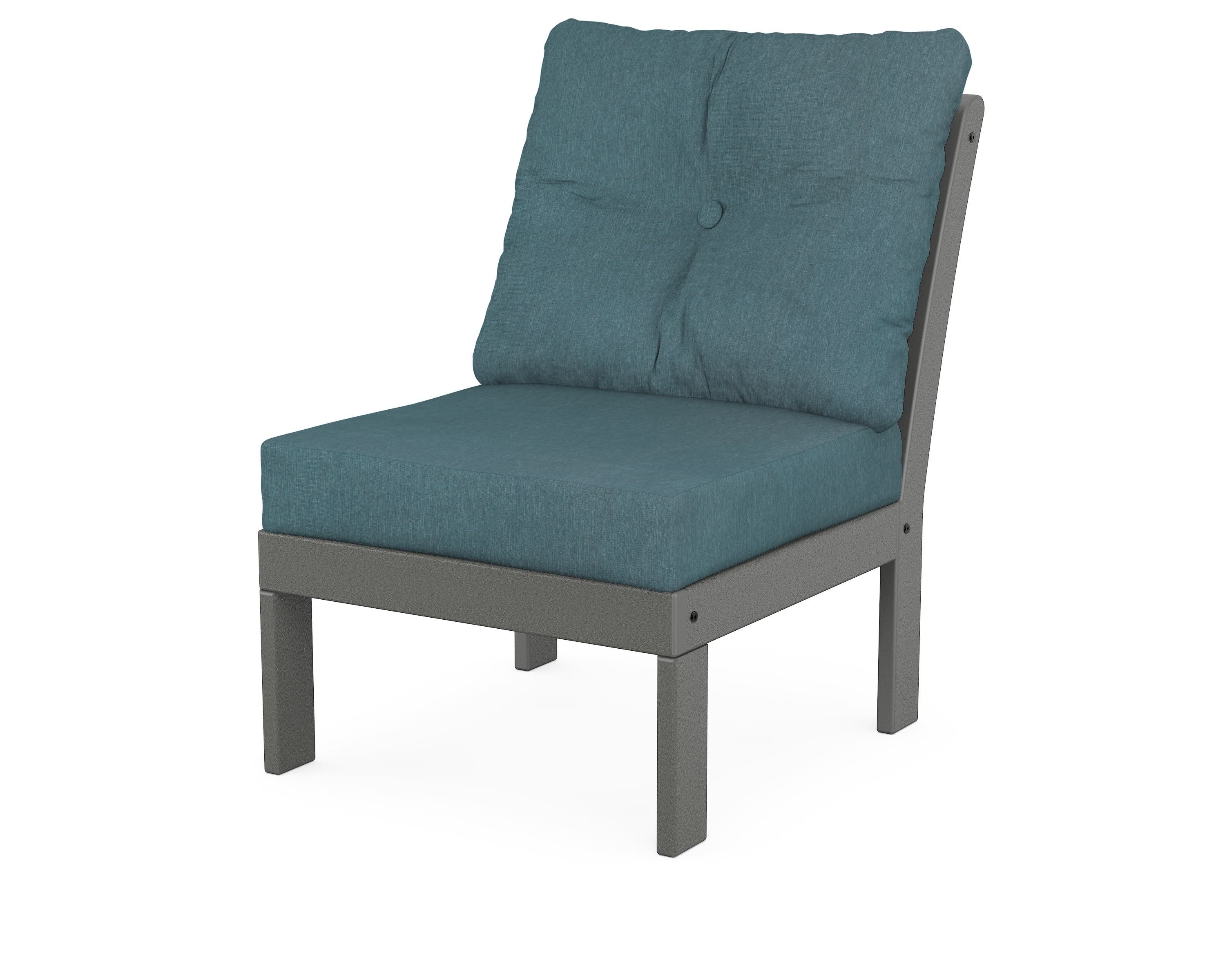 Vineyard Modular Armless Chair in Slate Grey / Ocean Teal