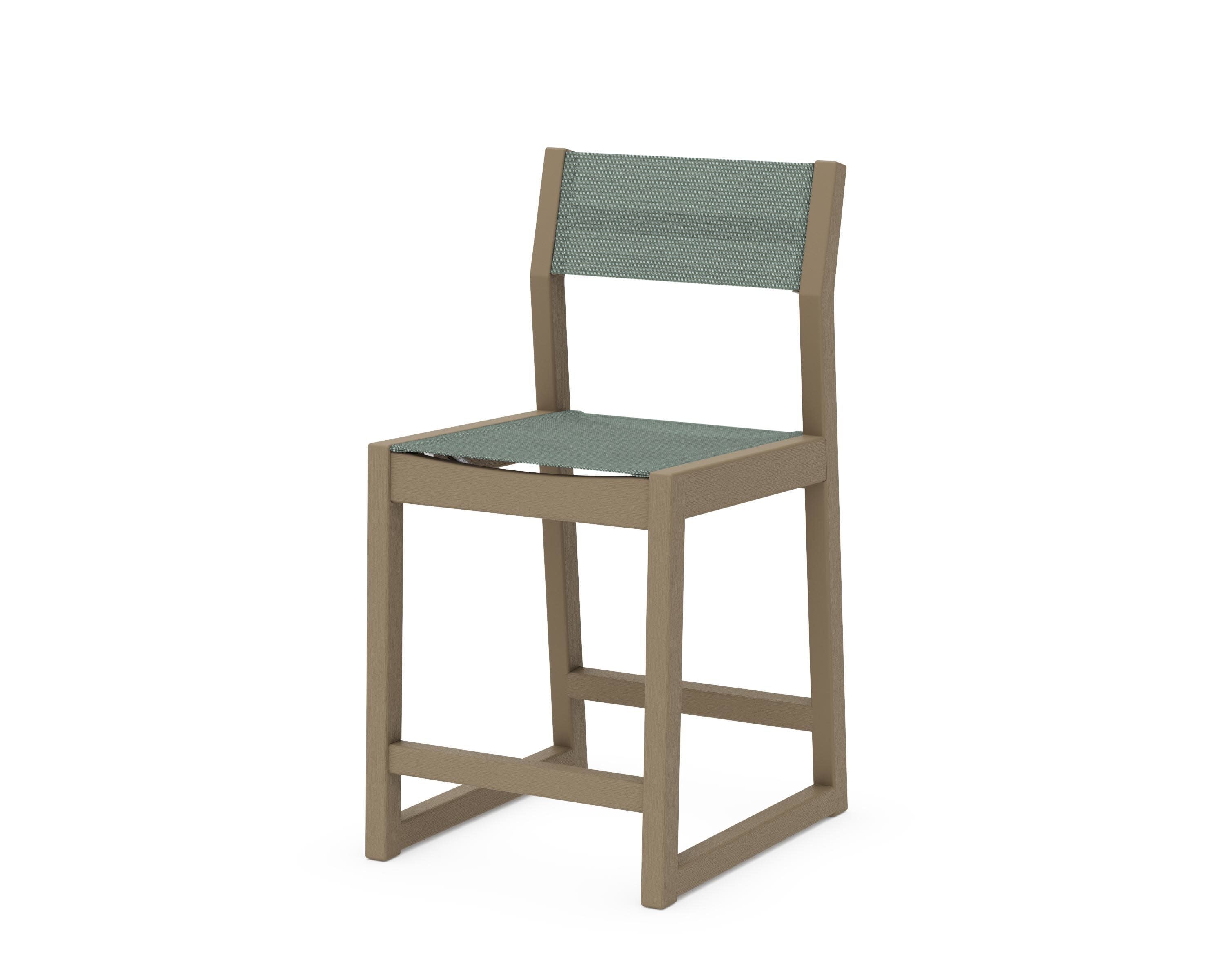 EDGE Sling Counter Side Chair in Vintage Sahara / Dupioni Sea Mist Sling