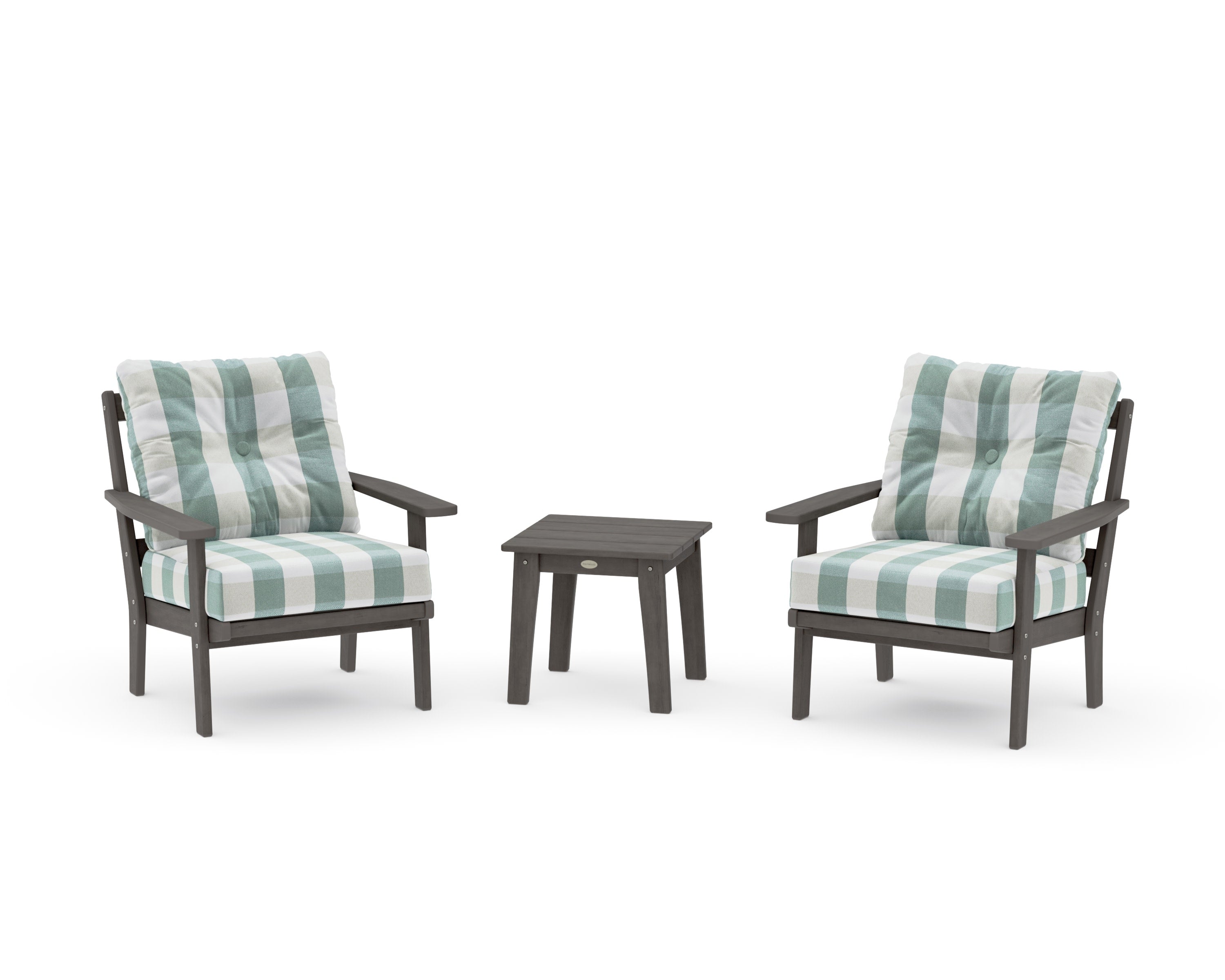 Prairie 3-Piece Deep Seating Set in Driftwood / Buffalo Plaid Glacier Spa