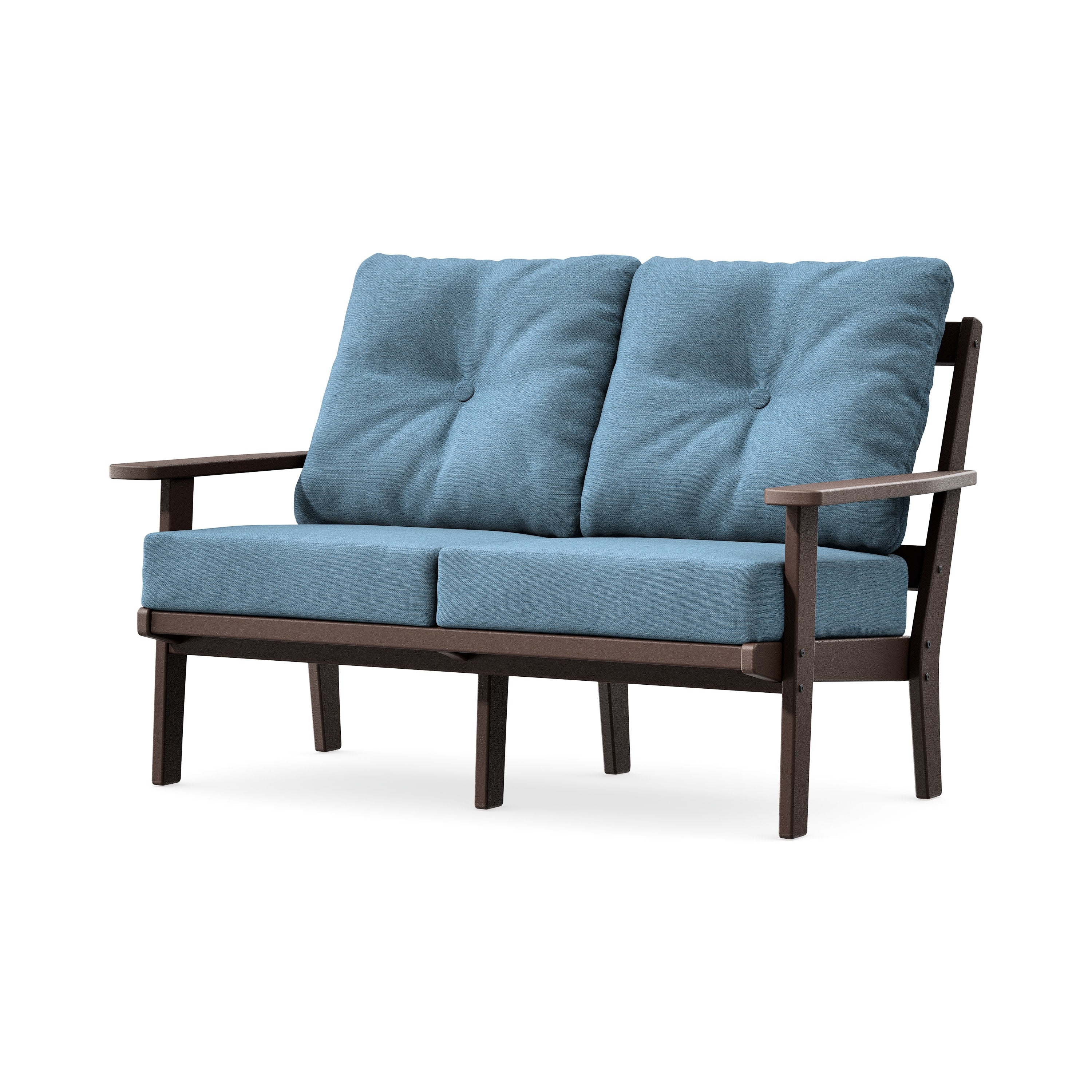 Prairie Deep SeatingLoveseat in Mahogany / Sky Blue