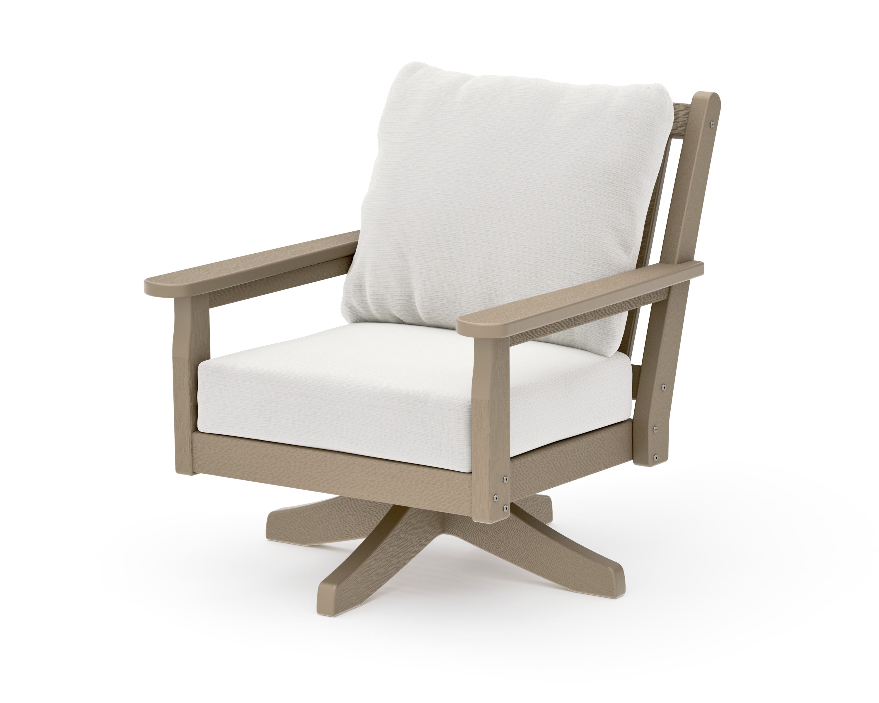 Chippendale Deep Seating Swivel Chair in Vintage Sahara / Natural Linen