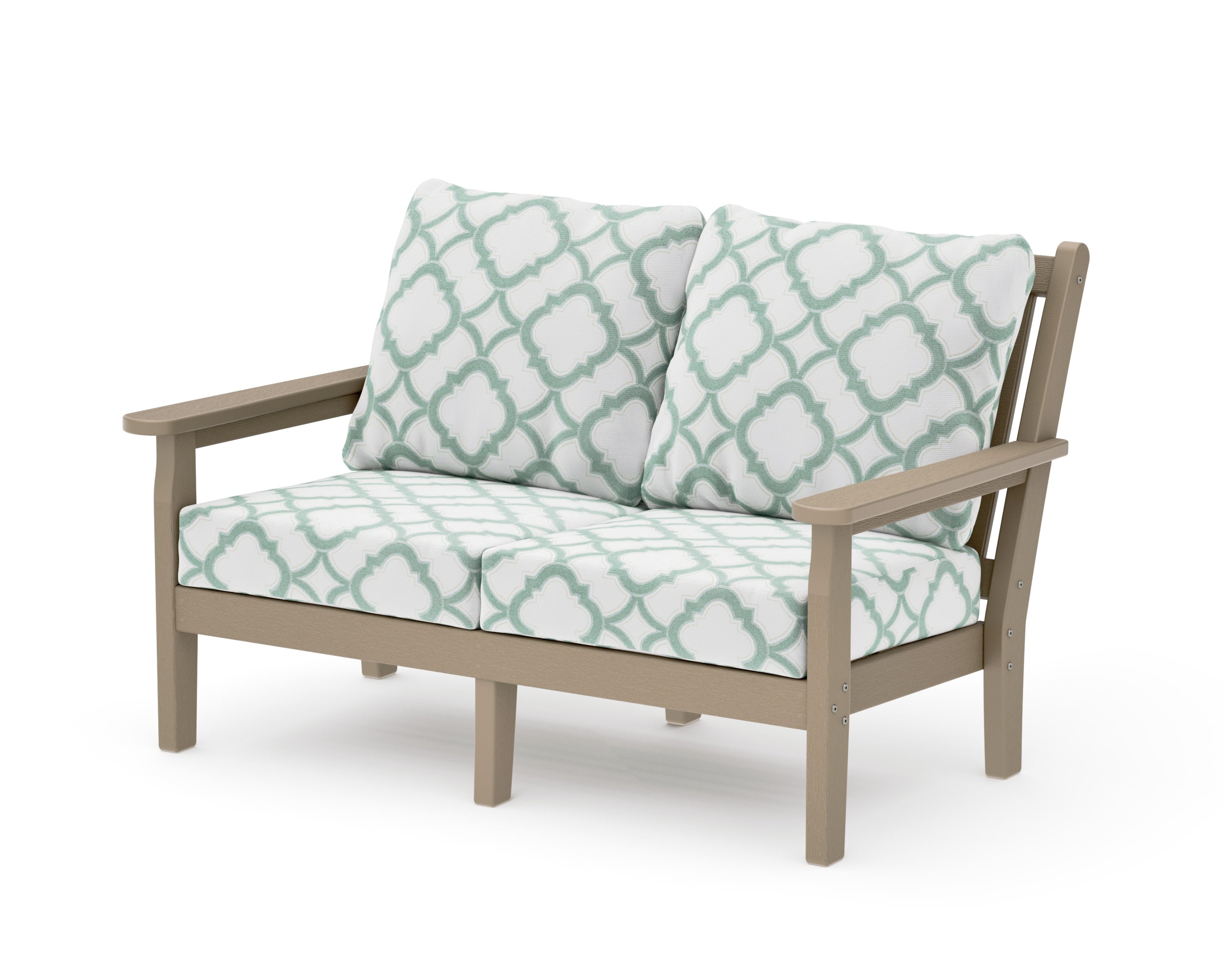 Chippendale Deep Seating Loveseat in Vintage Sahara / Trellis Glacier Spa