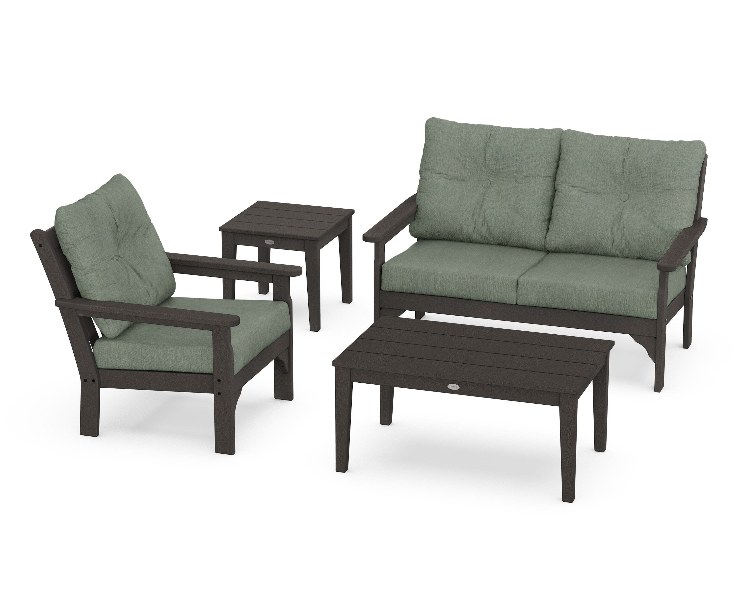Vineyard 4-Piece Deep Seating Set in Vintage Coffee / Cast Sage