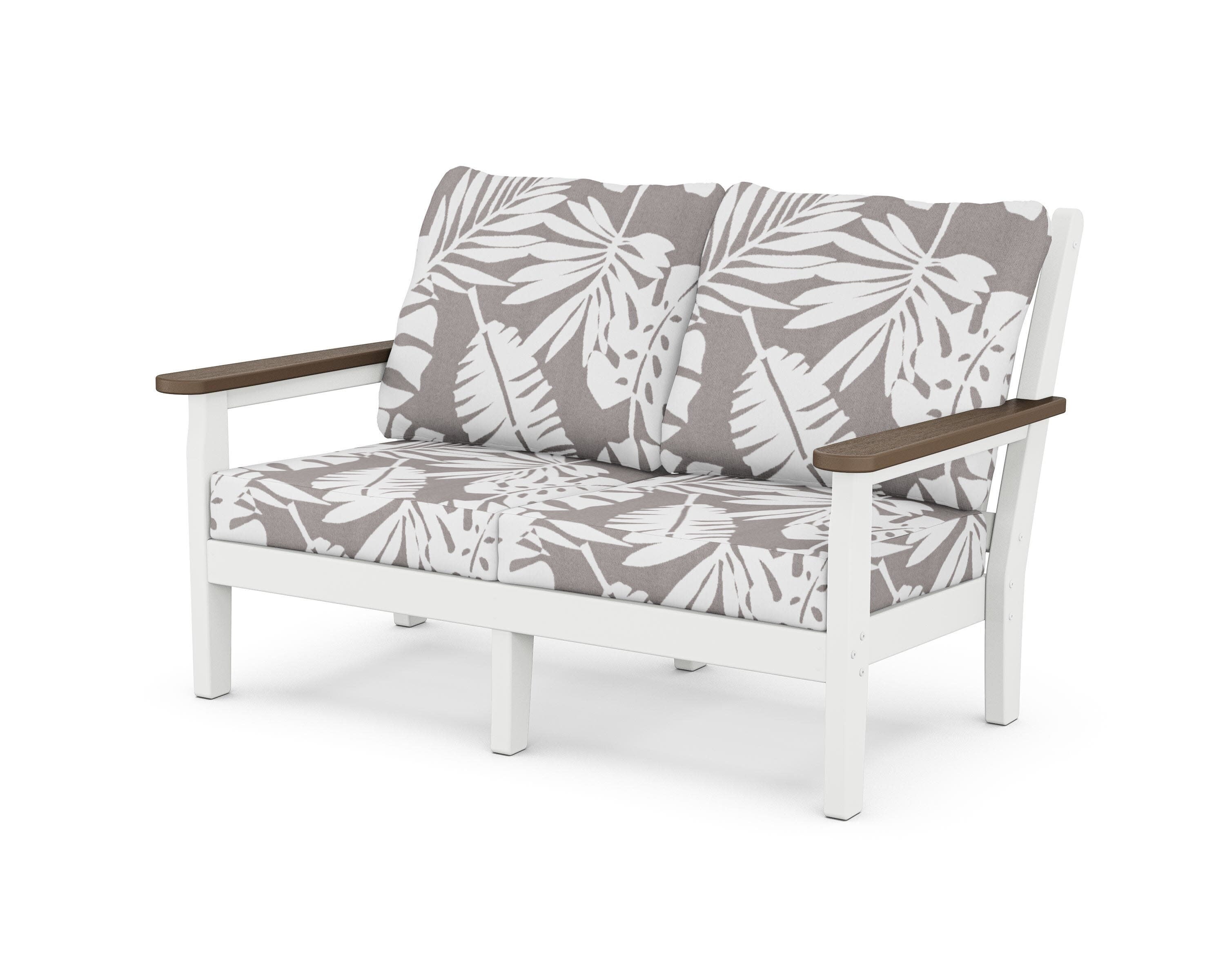 Chippendale Deep Seating Loveseat in White / Kona / Leaf Grey Mist